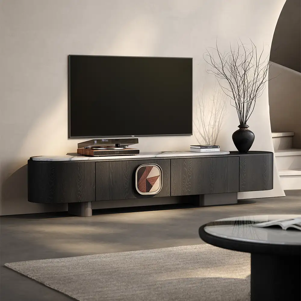 Elegant Stone Minimalist TV Stand