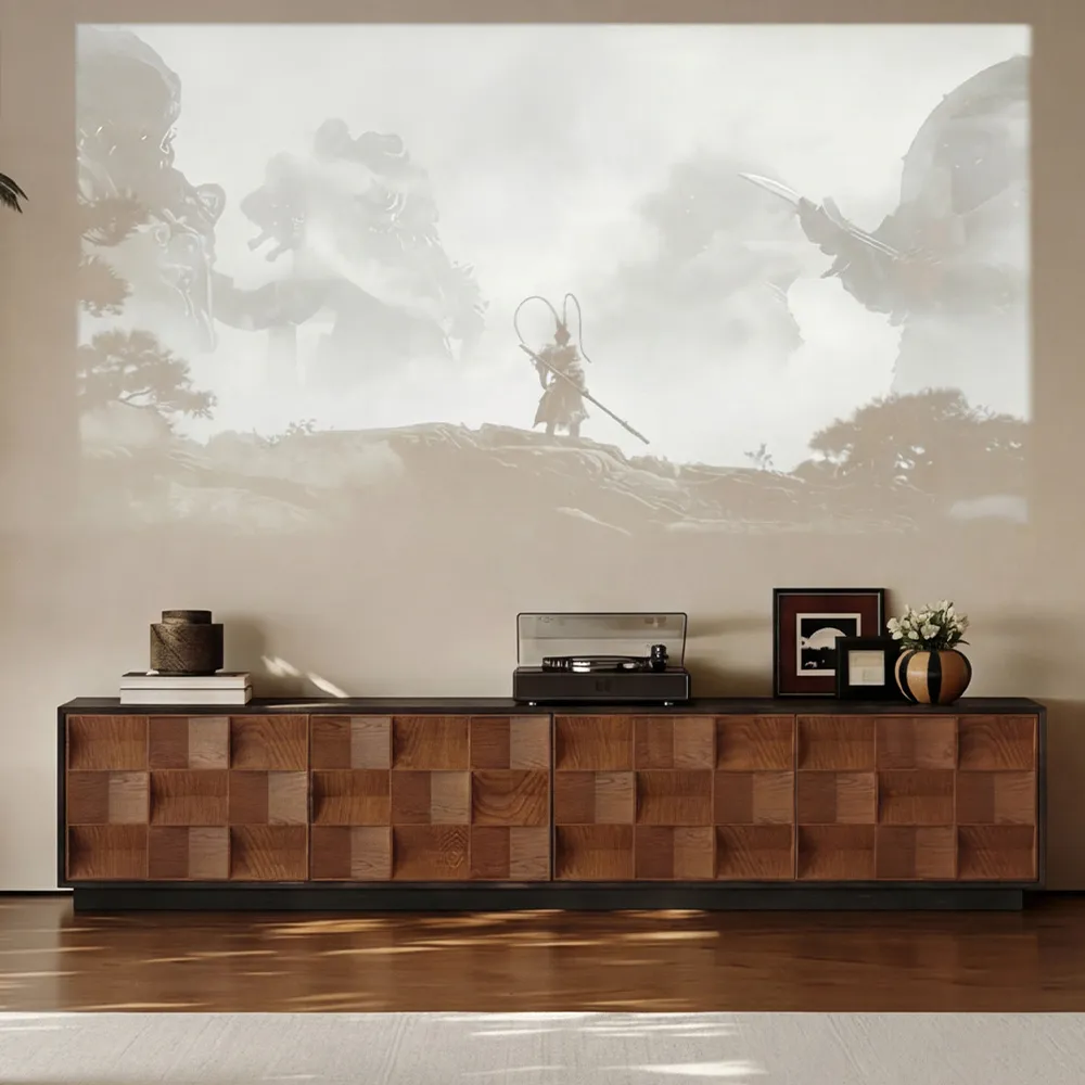 Vintage Mid-Century Solid Wood TV Console