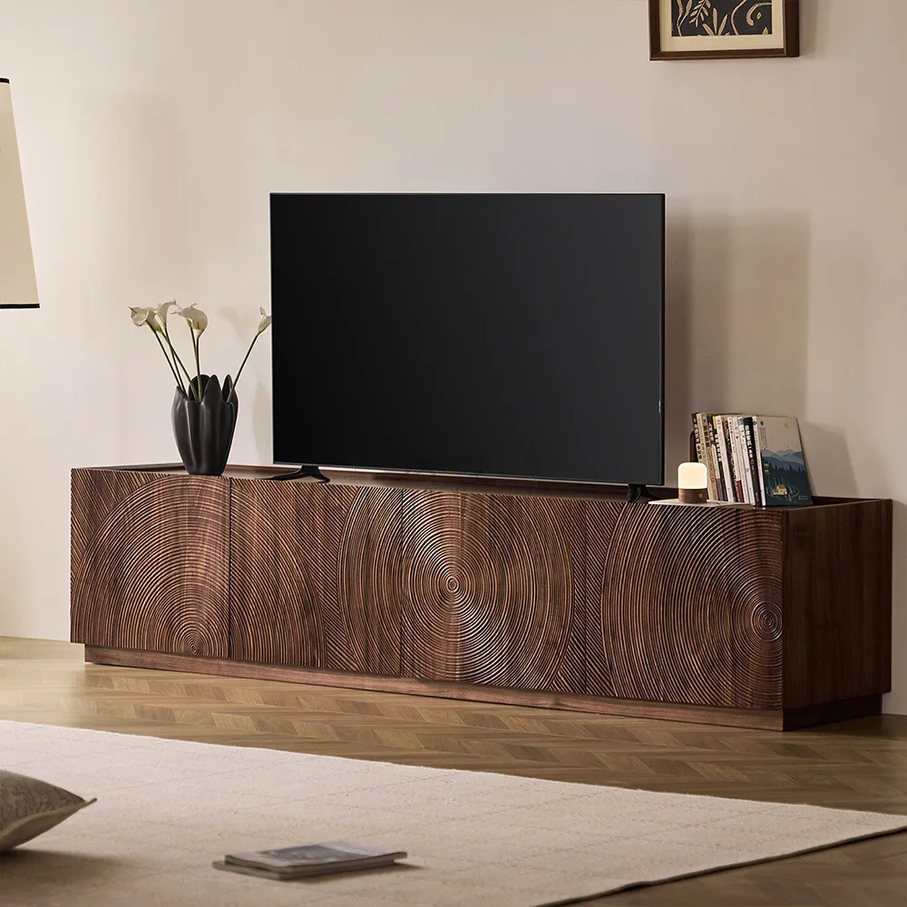 Sculpted Solid Walnut TV Console