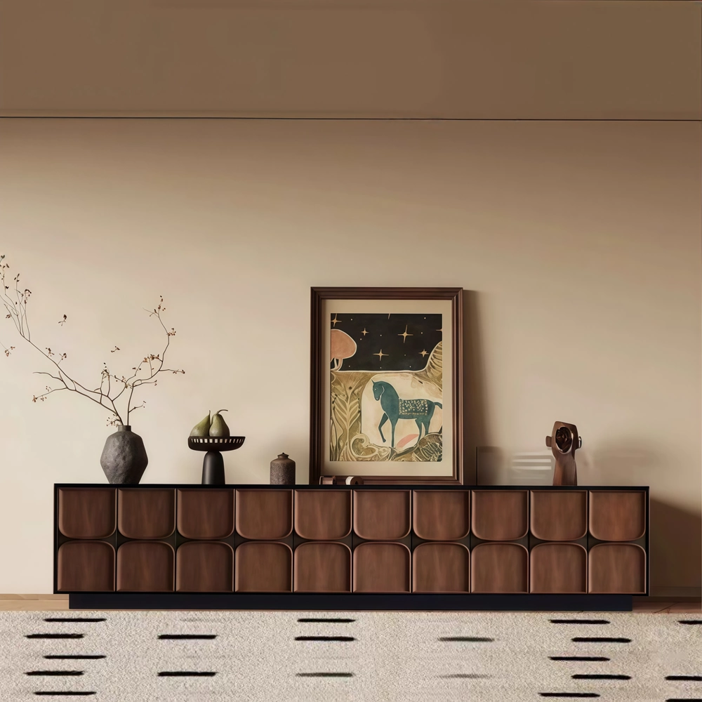 71" Organic Modern TV Stand with Cabinets