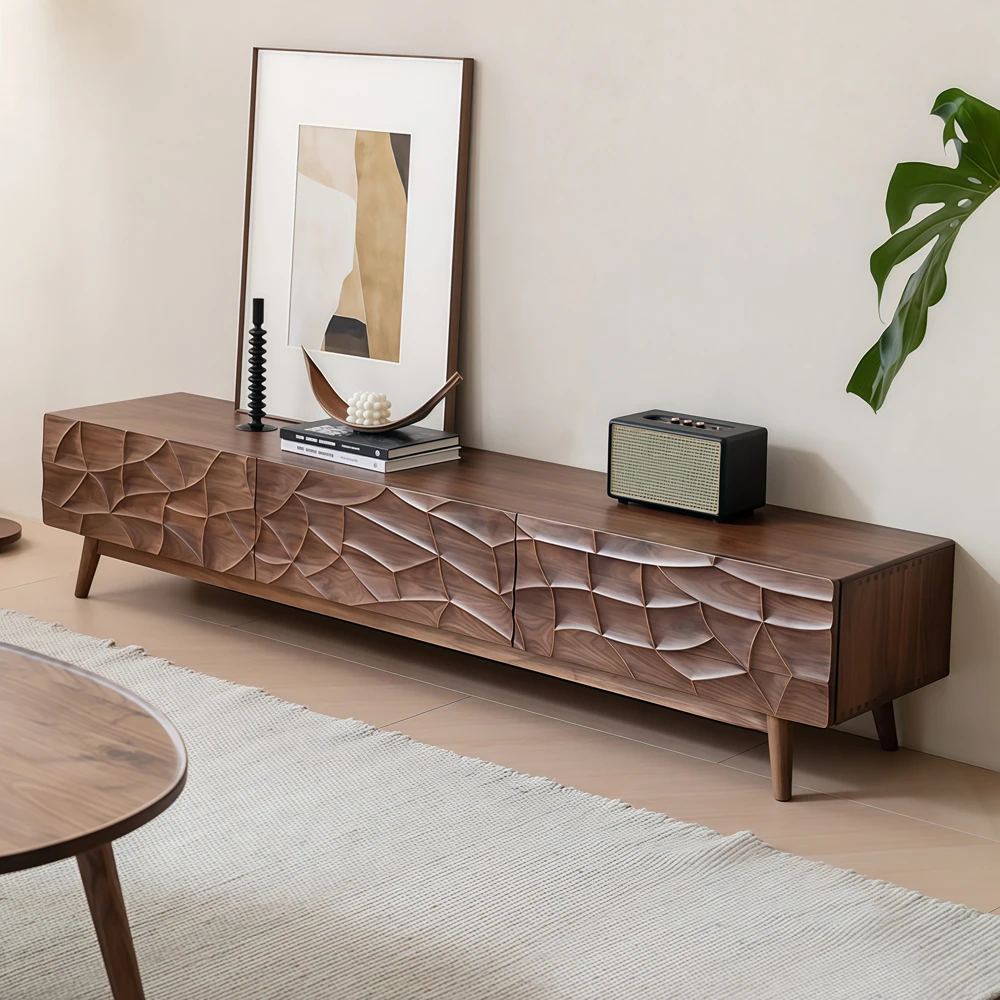 71" Organic Modern TV Stand with Cabinets