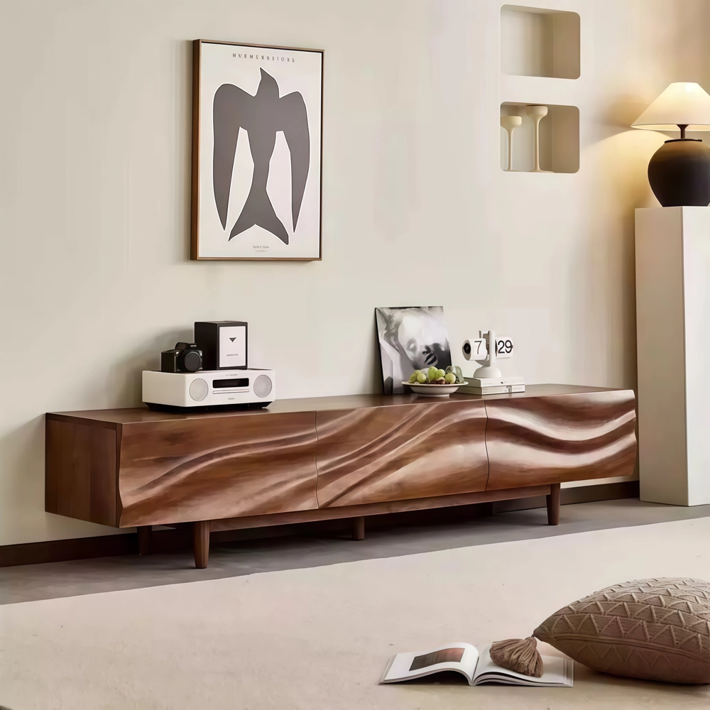 71" Organic Modern TV Stand with Cabinets