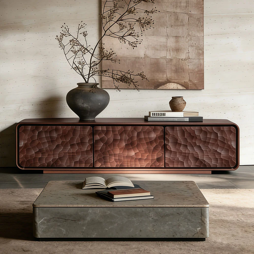 63" Organic Modern TV Stand with Cabinets