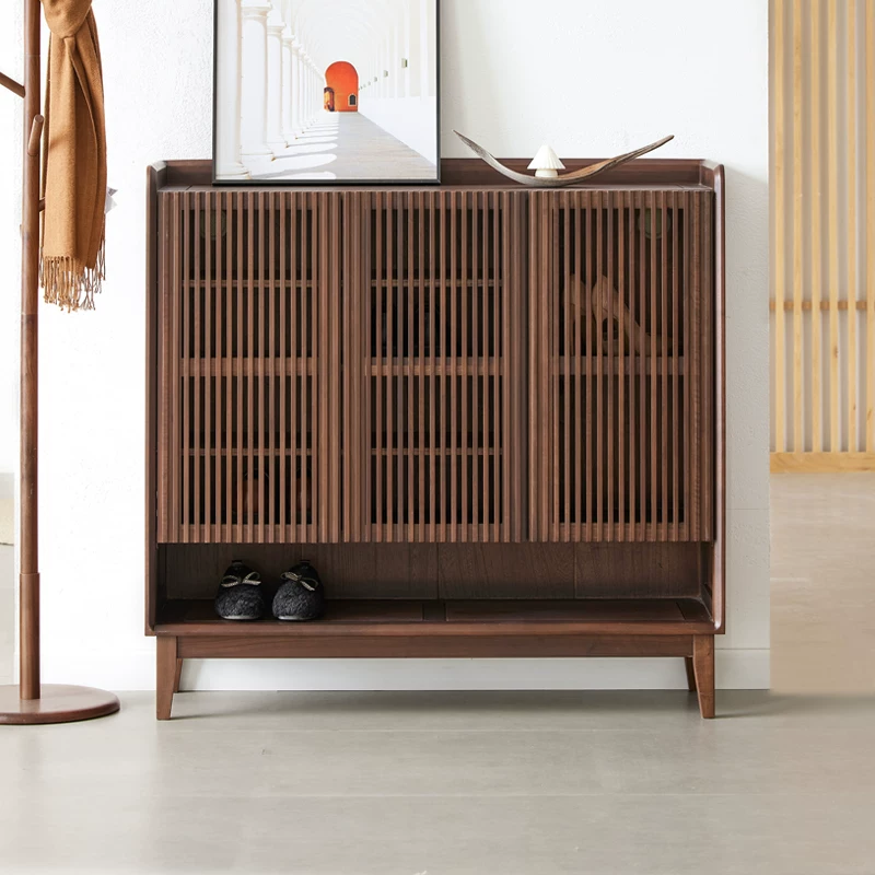 Black Walnut Slatted Shoe Locker | Ormau