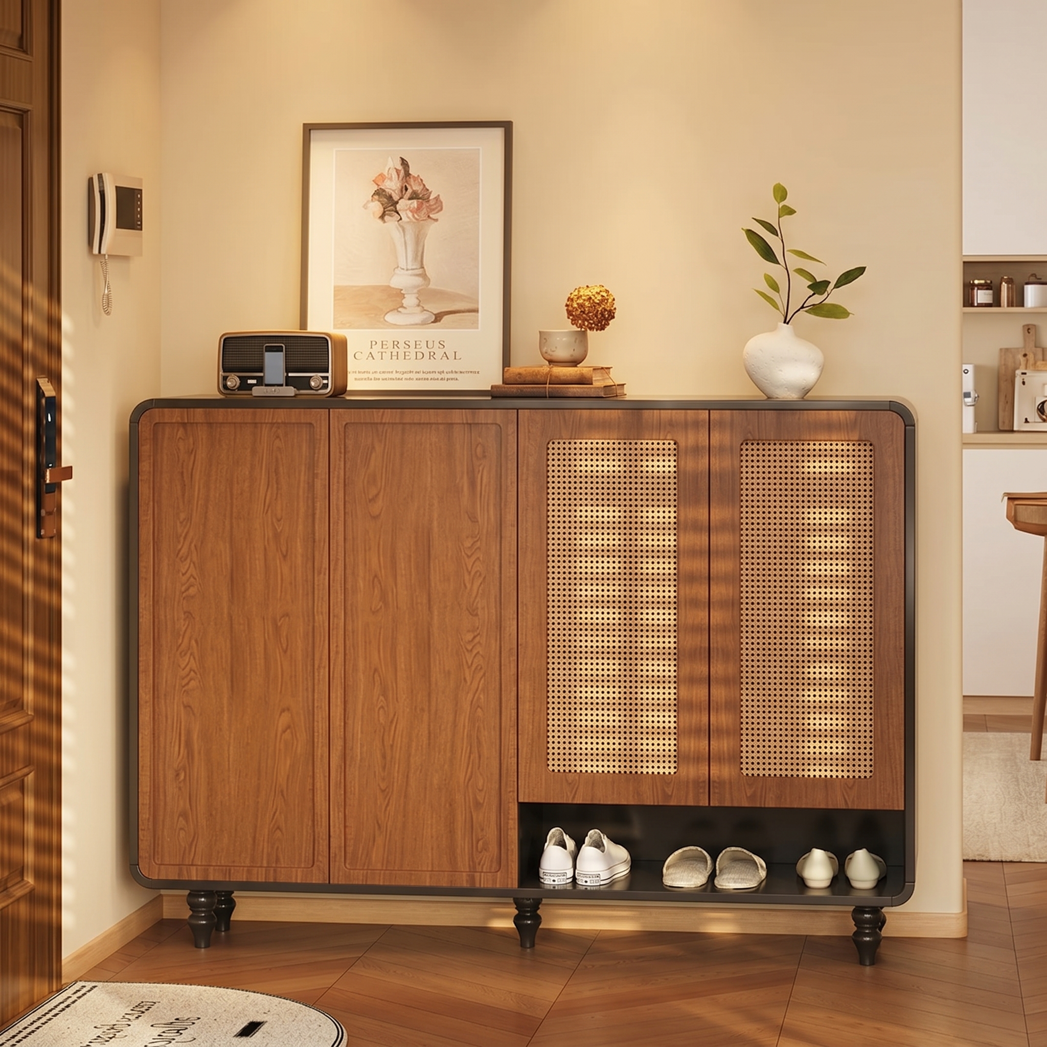 Woven Rattan Entryway Cabinet | Ormau