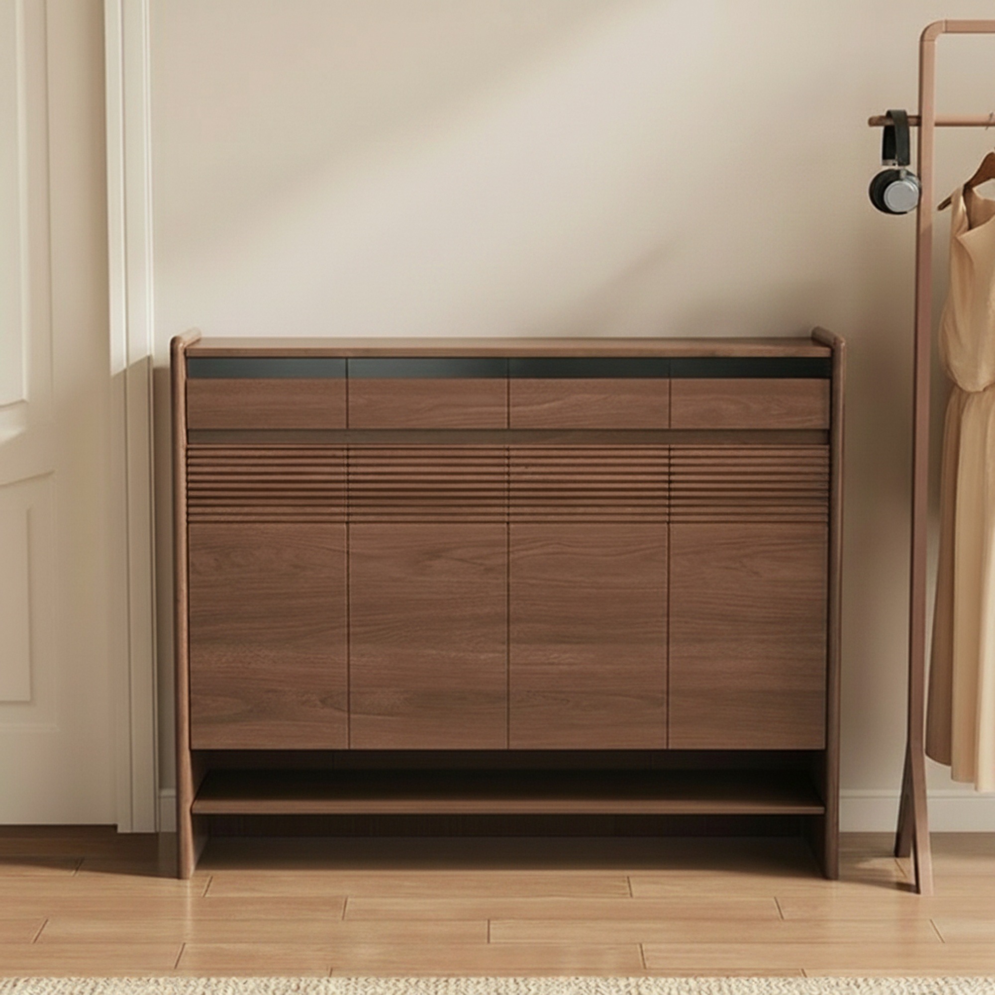 Ormau Walnut Entryway Shoe Cabinet