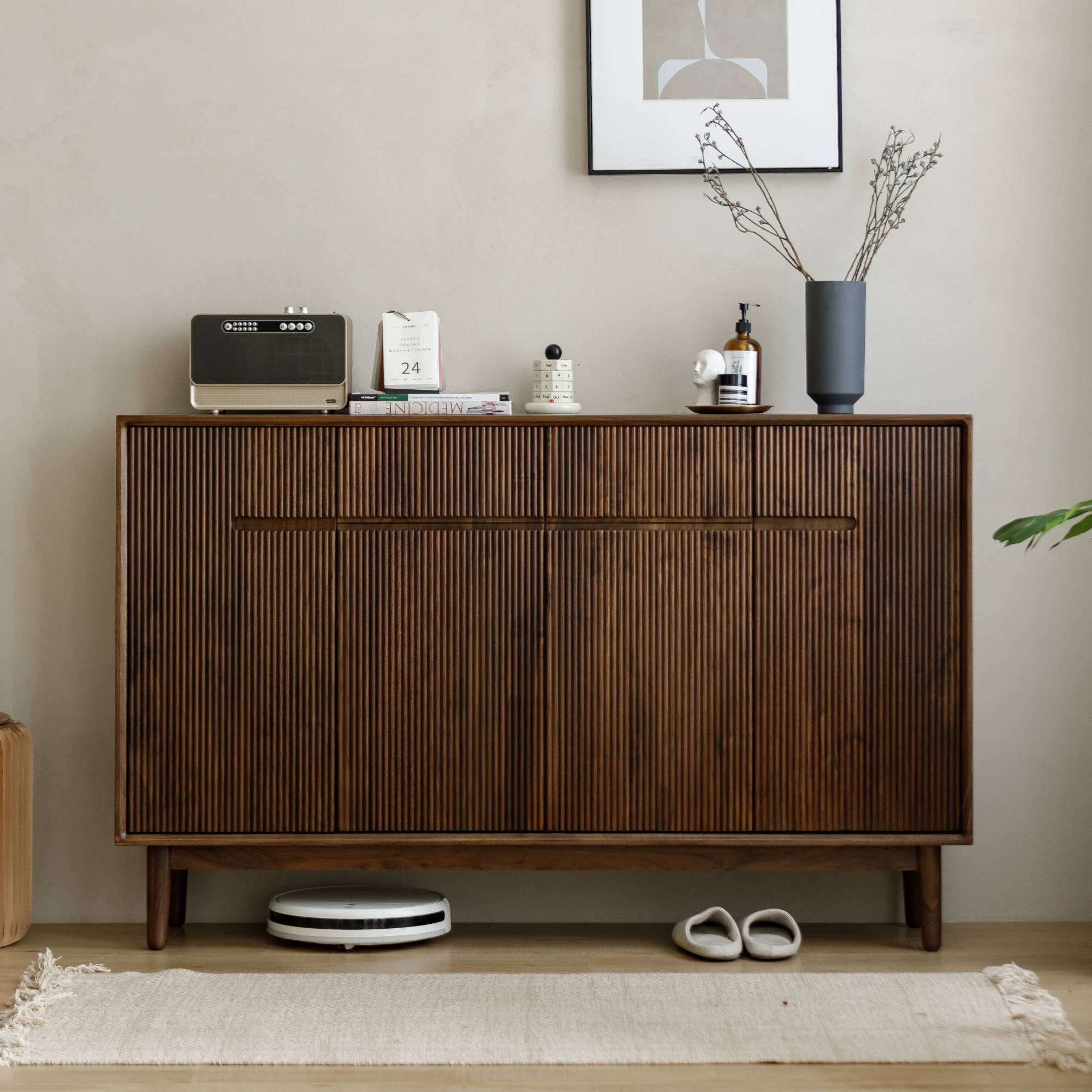 Ormau Louvered Walnut Cabinet | Architectural Calm