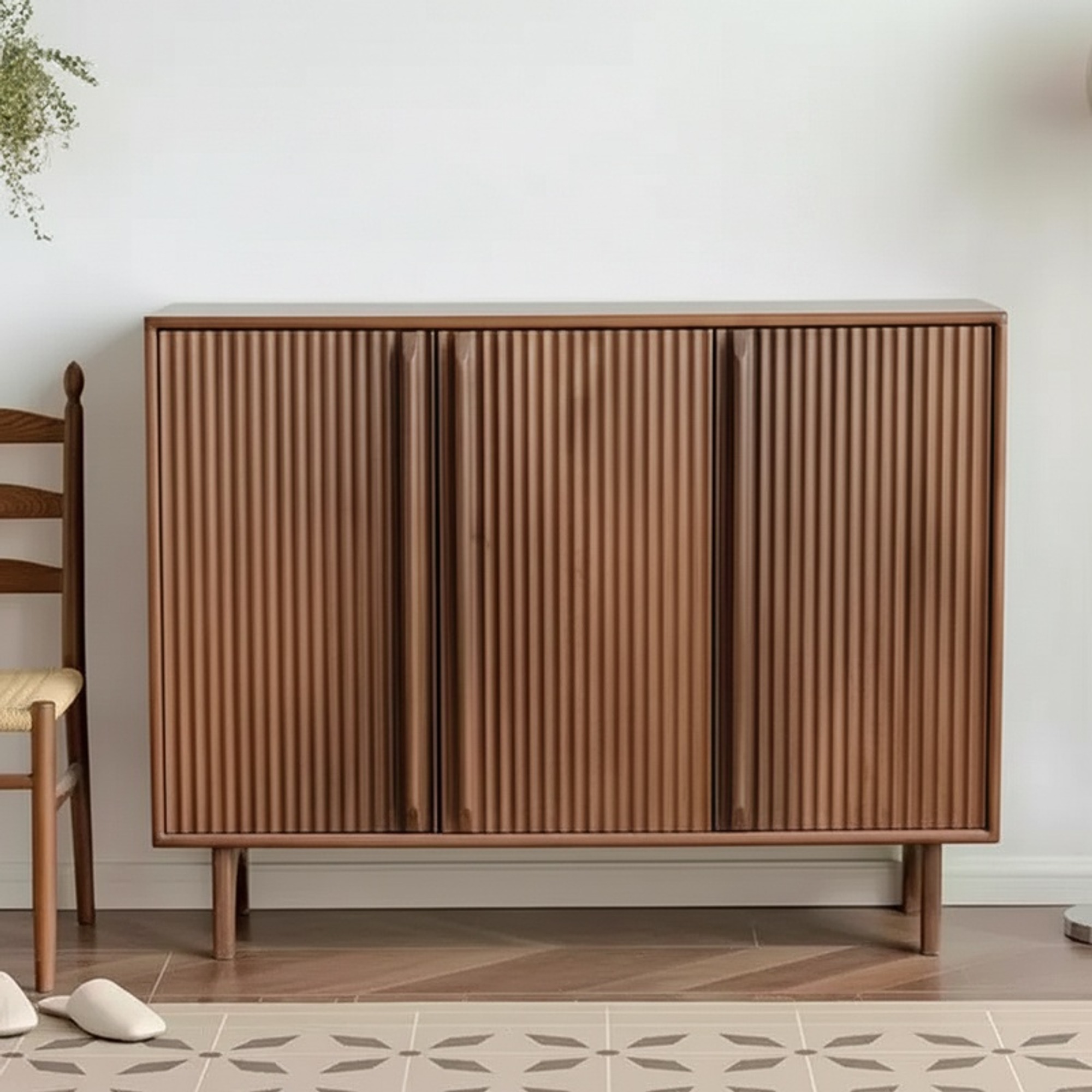 Black Walnut Vertical Grid Shoe Cabinet | Ormau