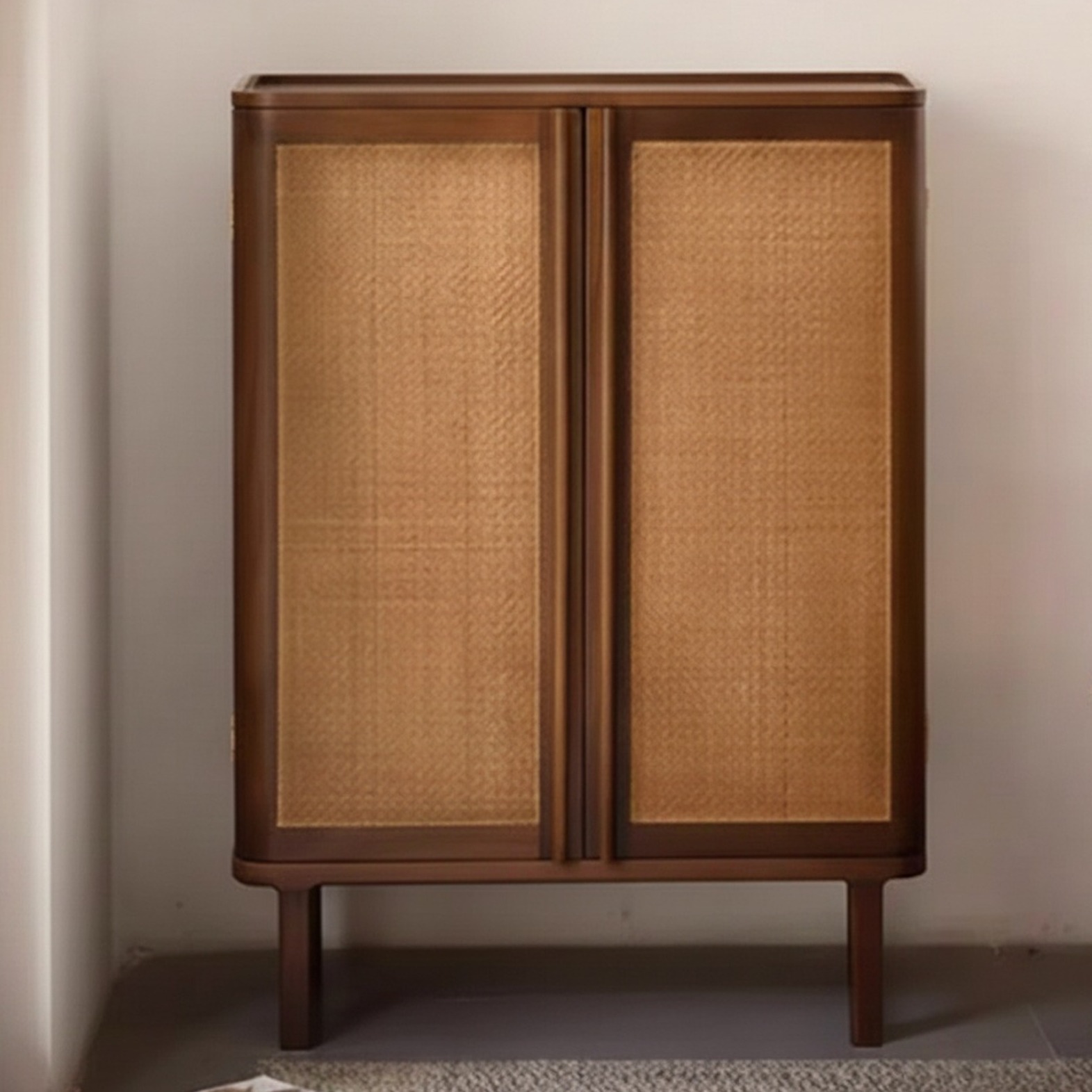 Solid Ash Rattan Shoe Cabinet | Ormau