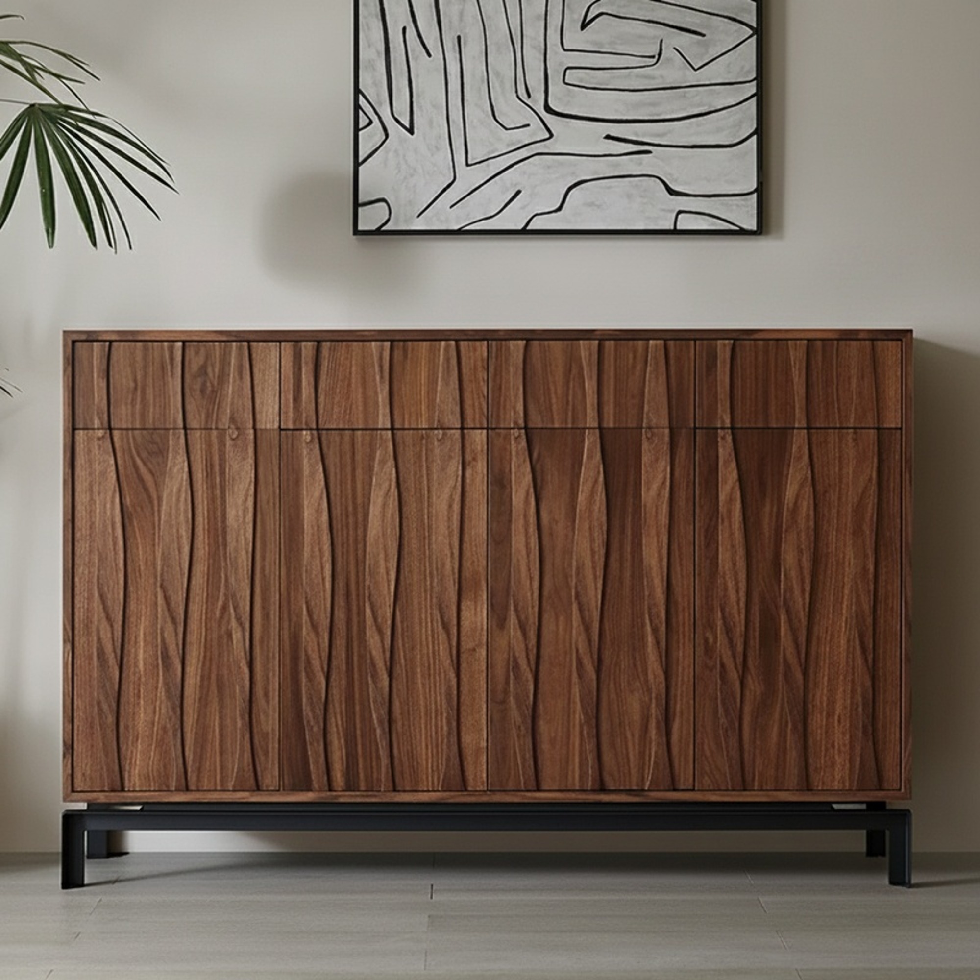 Walnut Wave Foyer Cabinet | Ormau