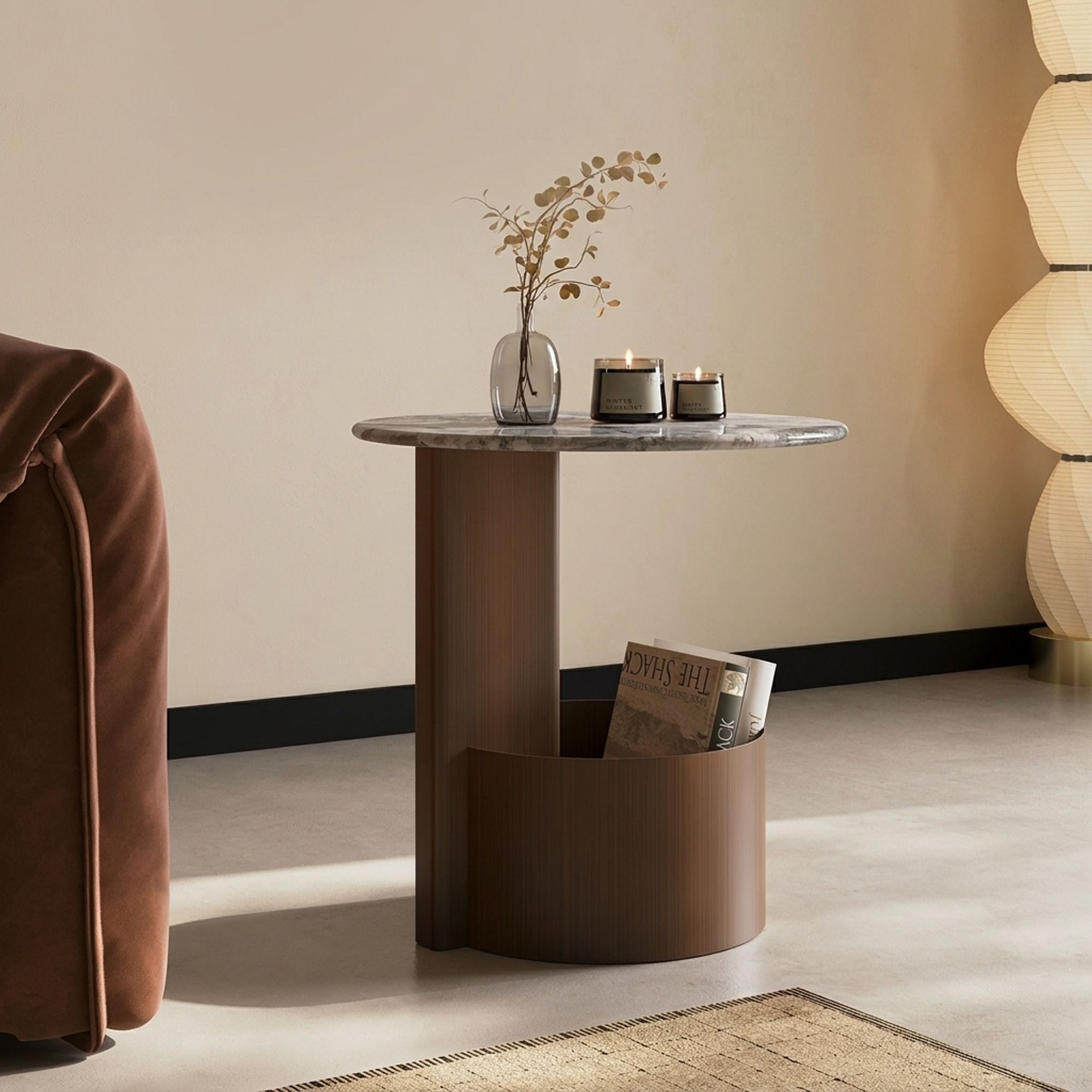 Ormau Mobile Stone Top Side Table