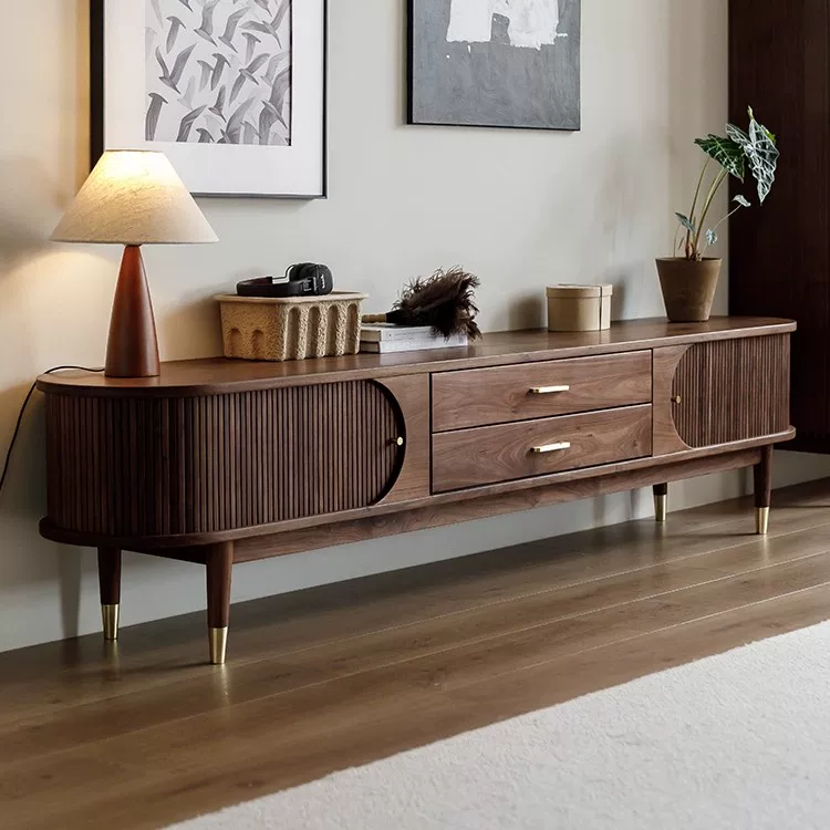 Walnut Curtain Media Console | Ormau
