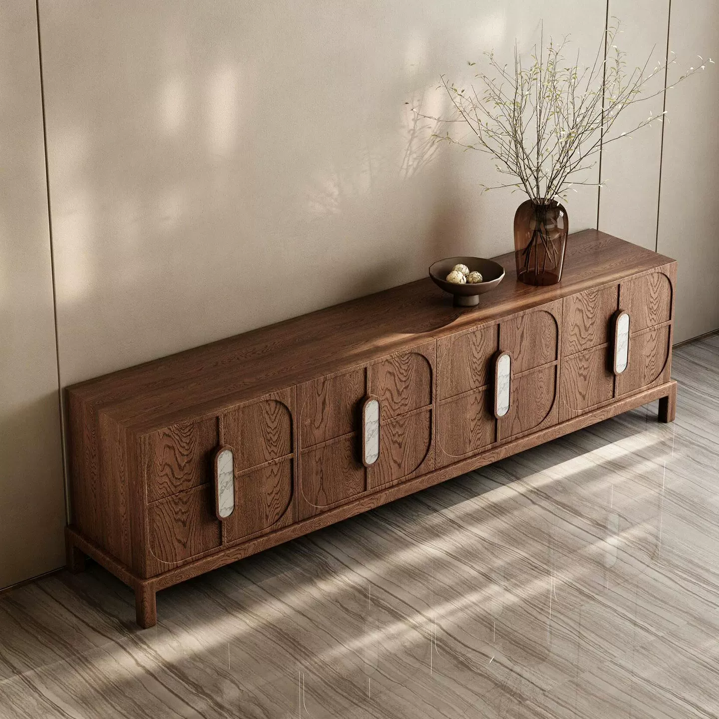 Solid Walnut Media Console