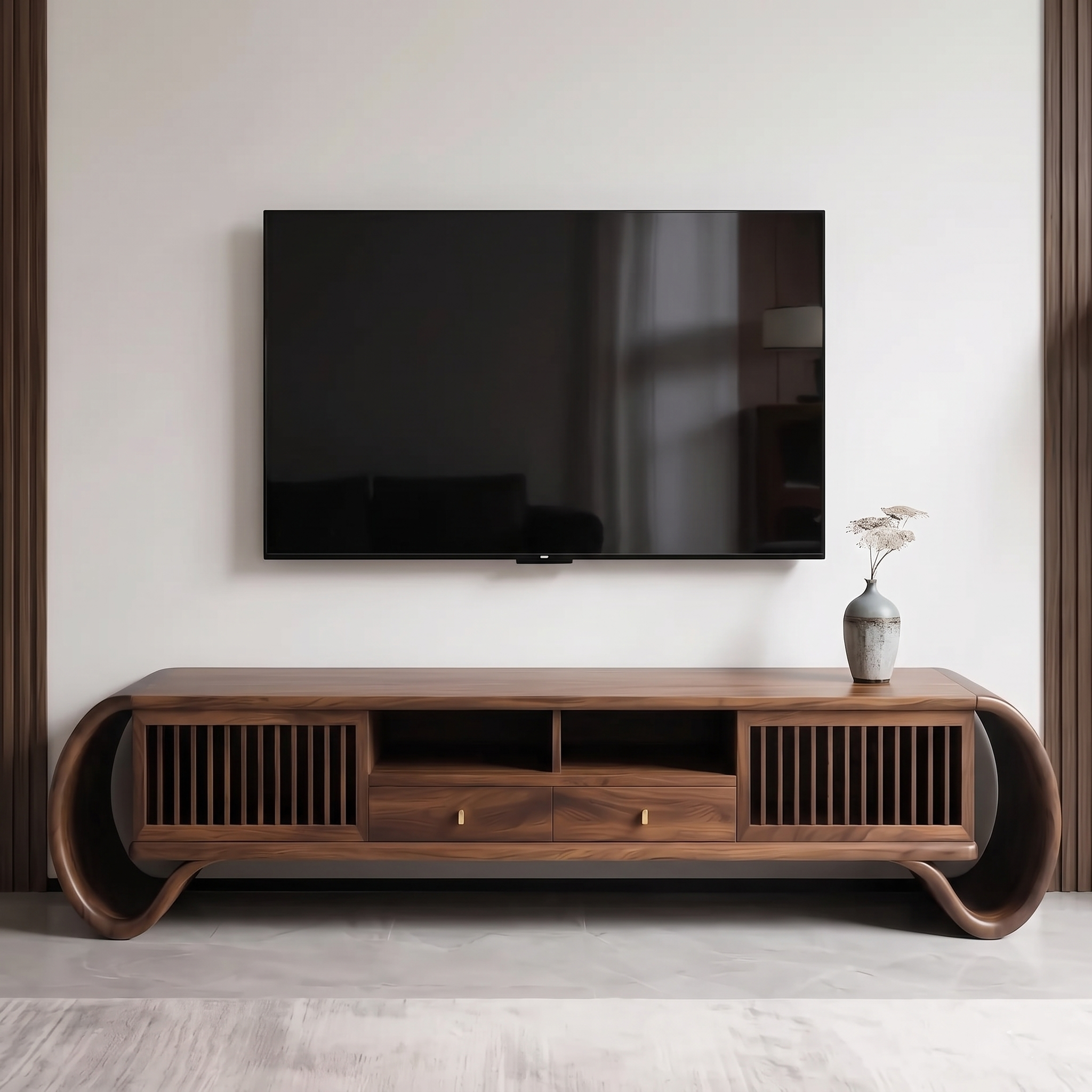The Sculptural Black Walnut TV Stand | Ormau