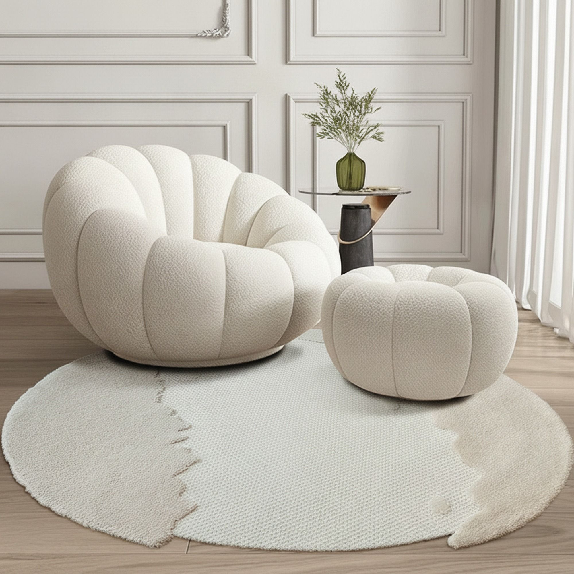 Ormau Wave Wool Round Rug