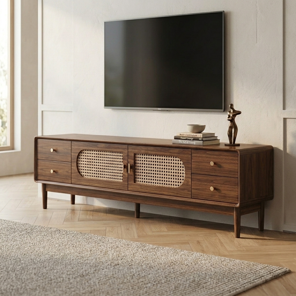 63" Mid-Century Modern TV Stand with Drawers