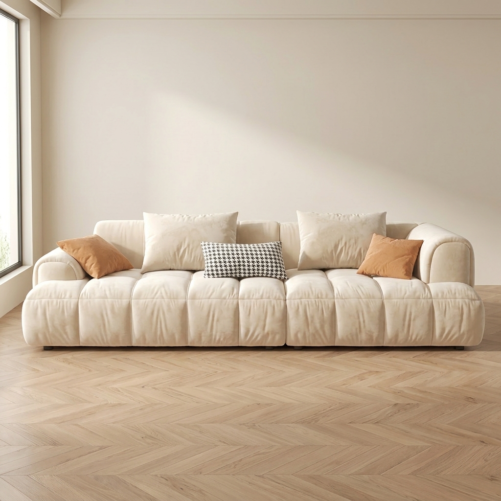 Velvet Round Arm Sectional Sofa