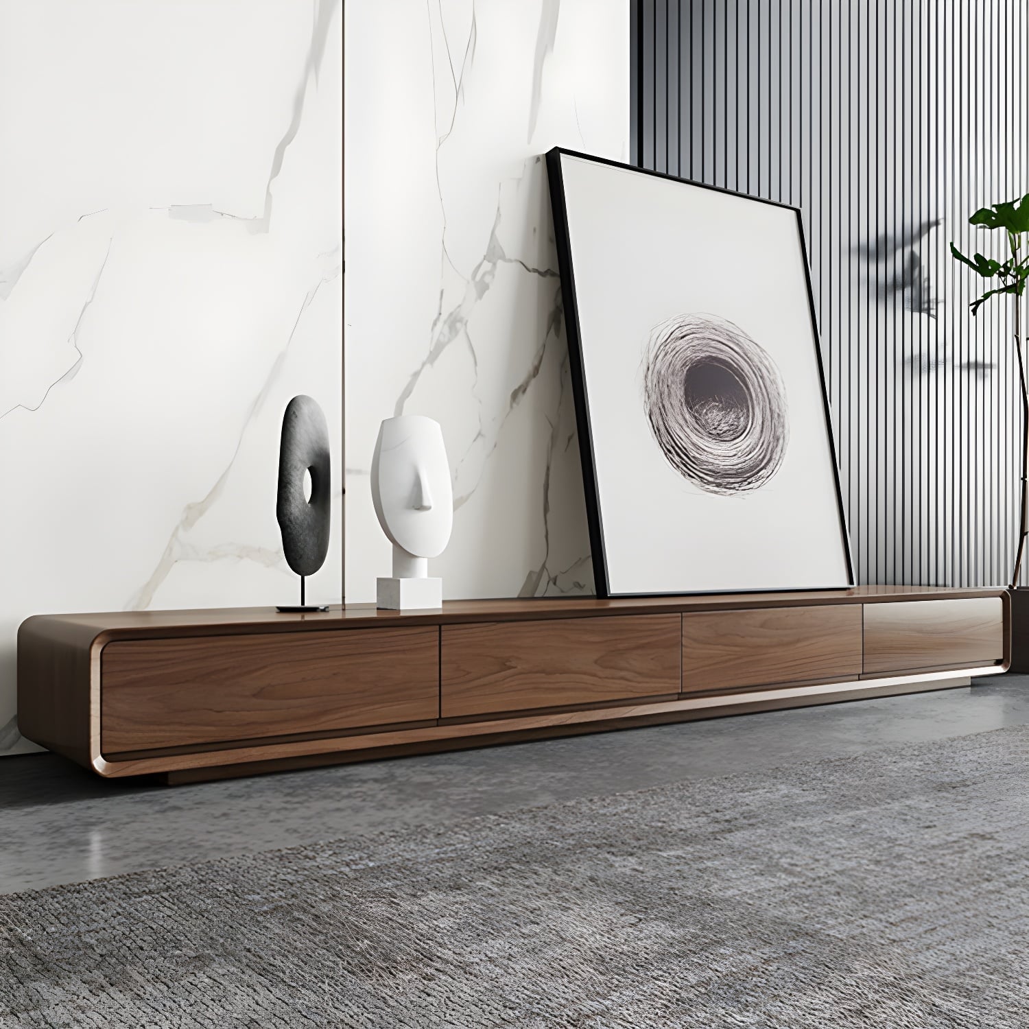 Walnut Low-Profile TV Console