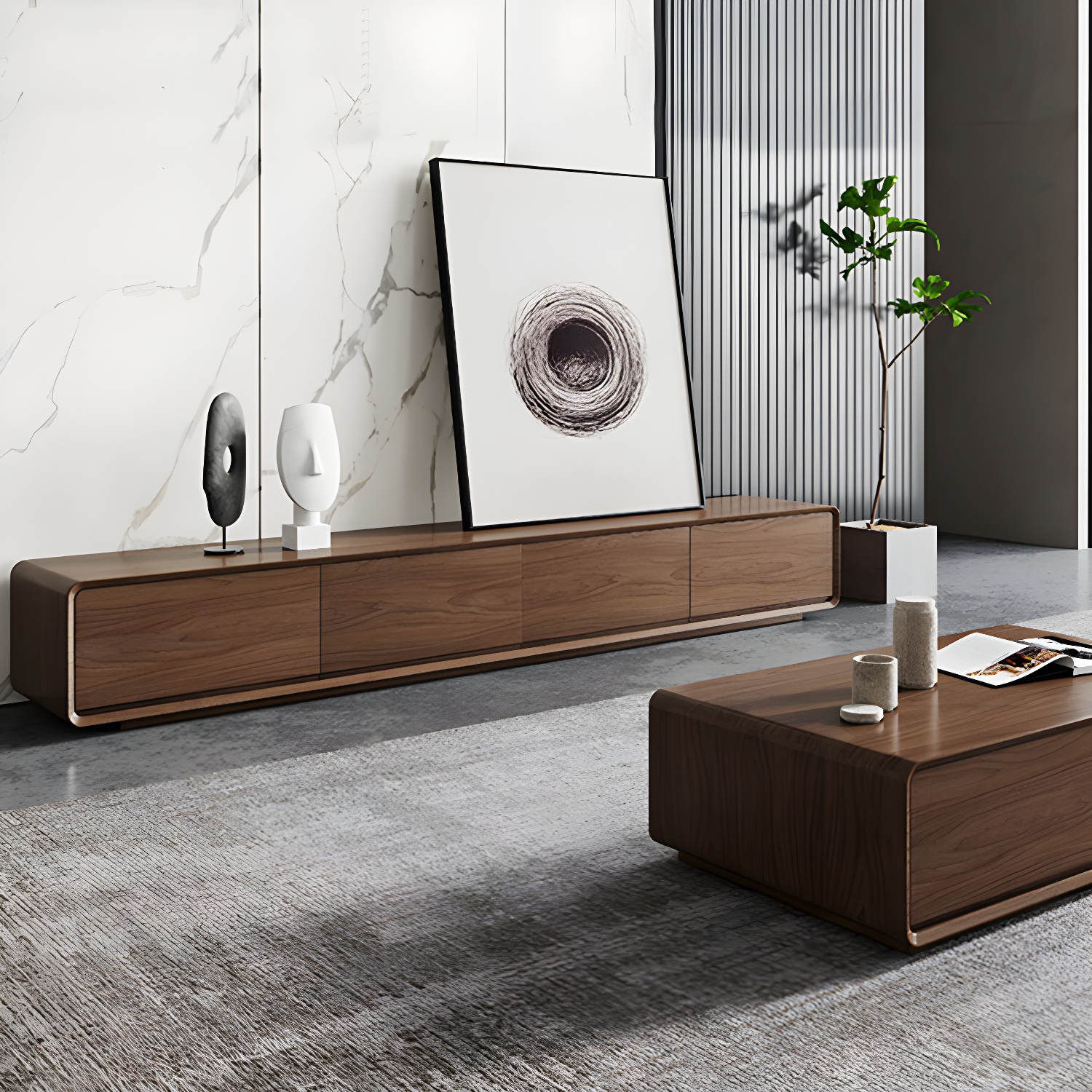 Walnut Low-Profile TV Console