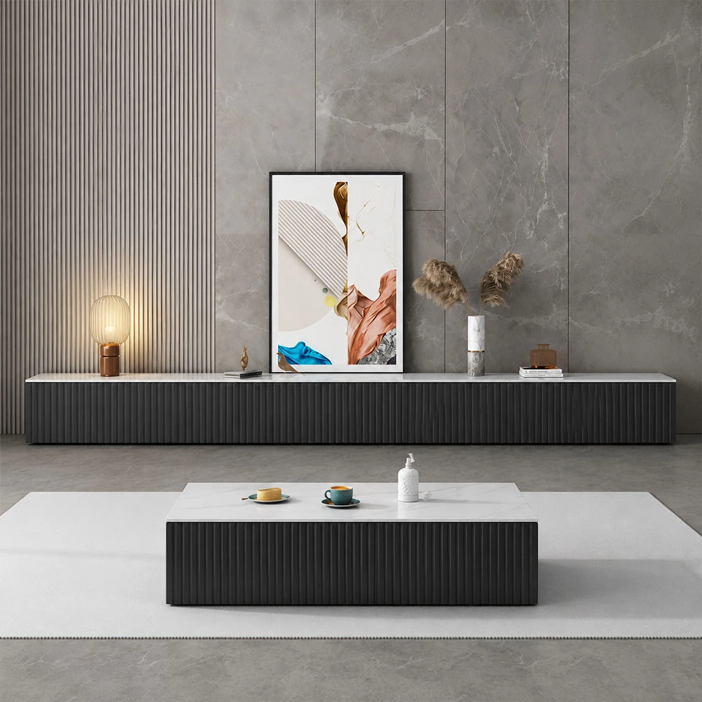 Contemporary Stone Top Media Console