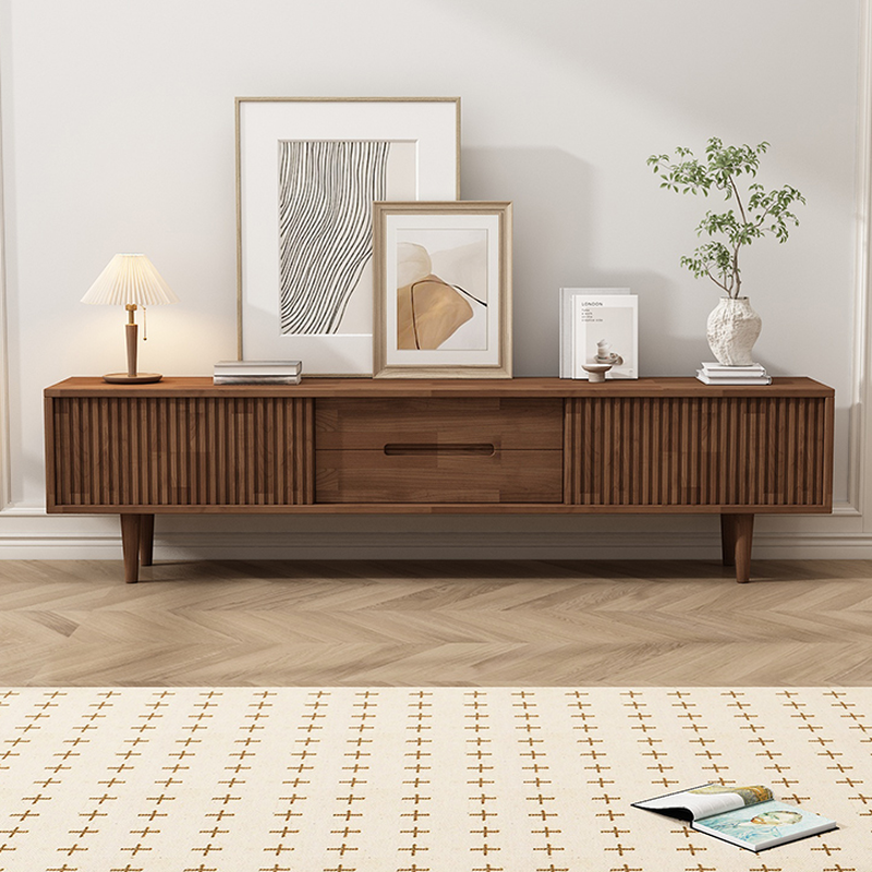 Solid Oak Mid-Century TV Stand