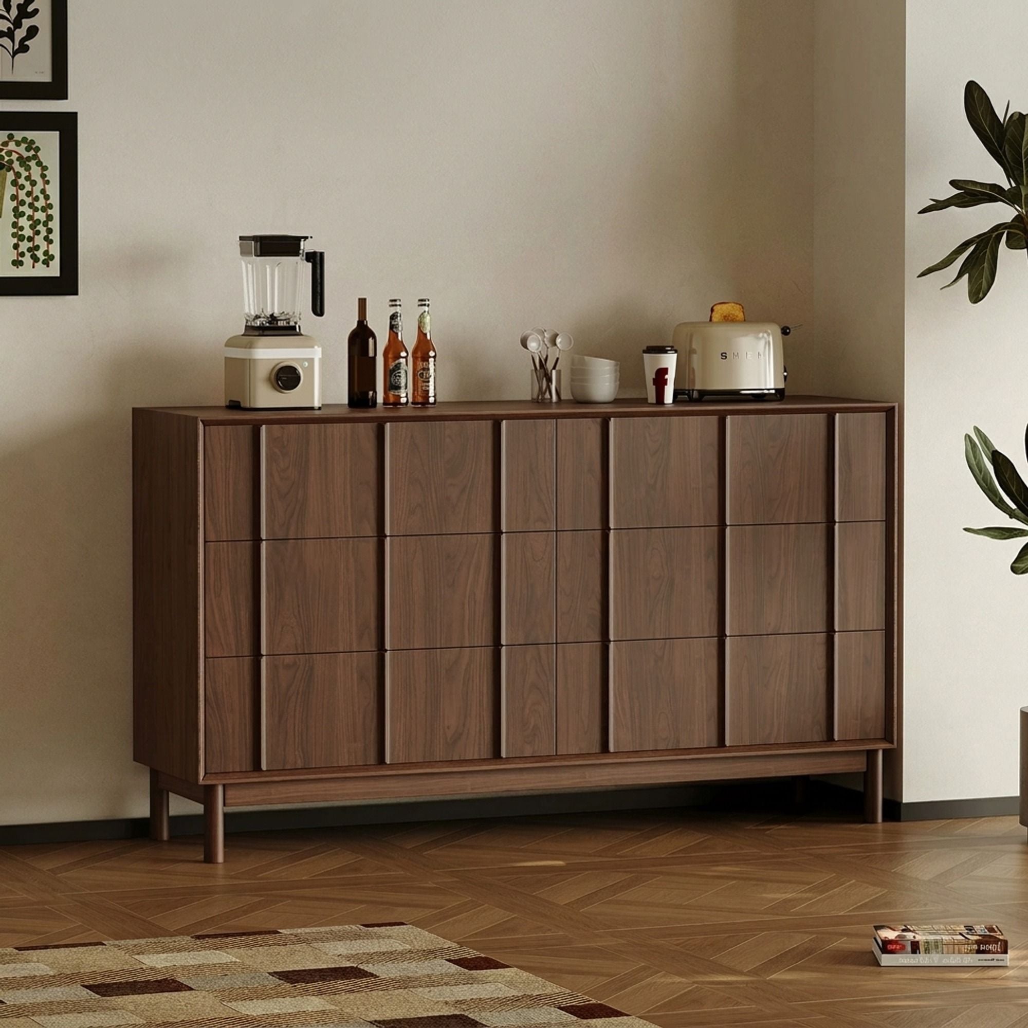 Mid-Century Solid Wood Sideboard