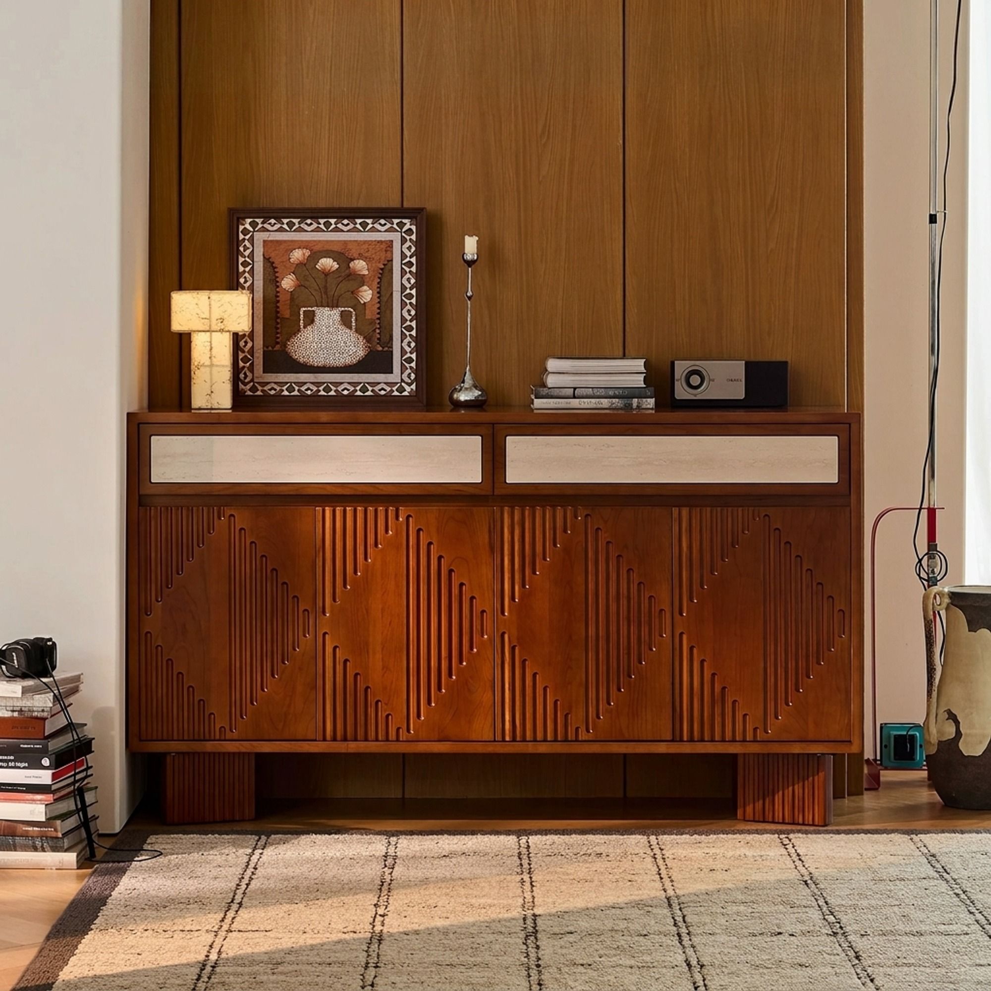 Mid-Century Solid Wood Sideboard