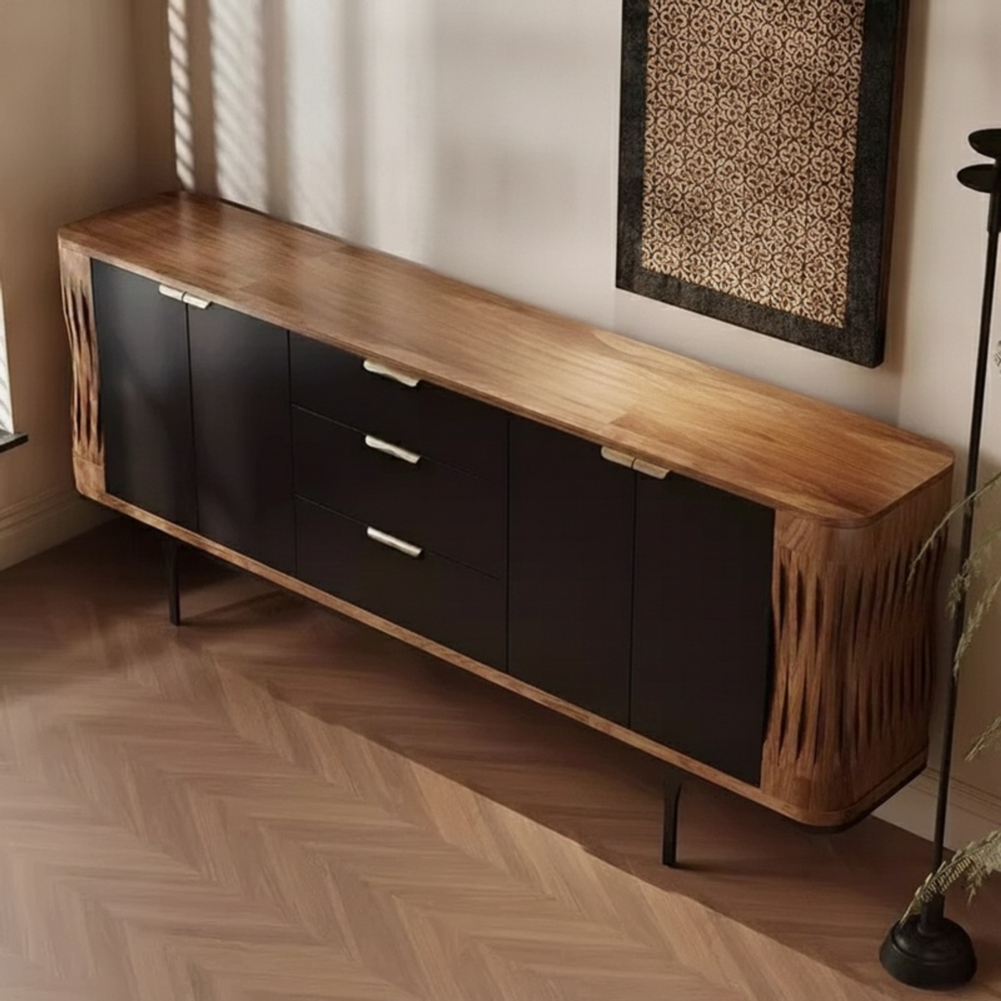 Mid-Century Solid Wood Sideboard
