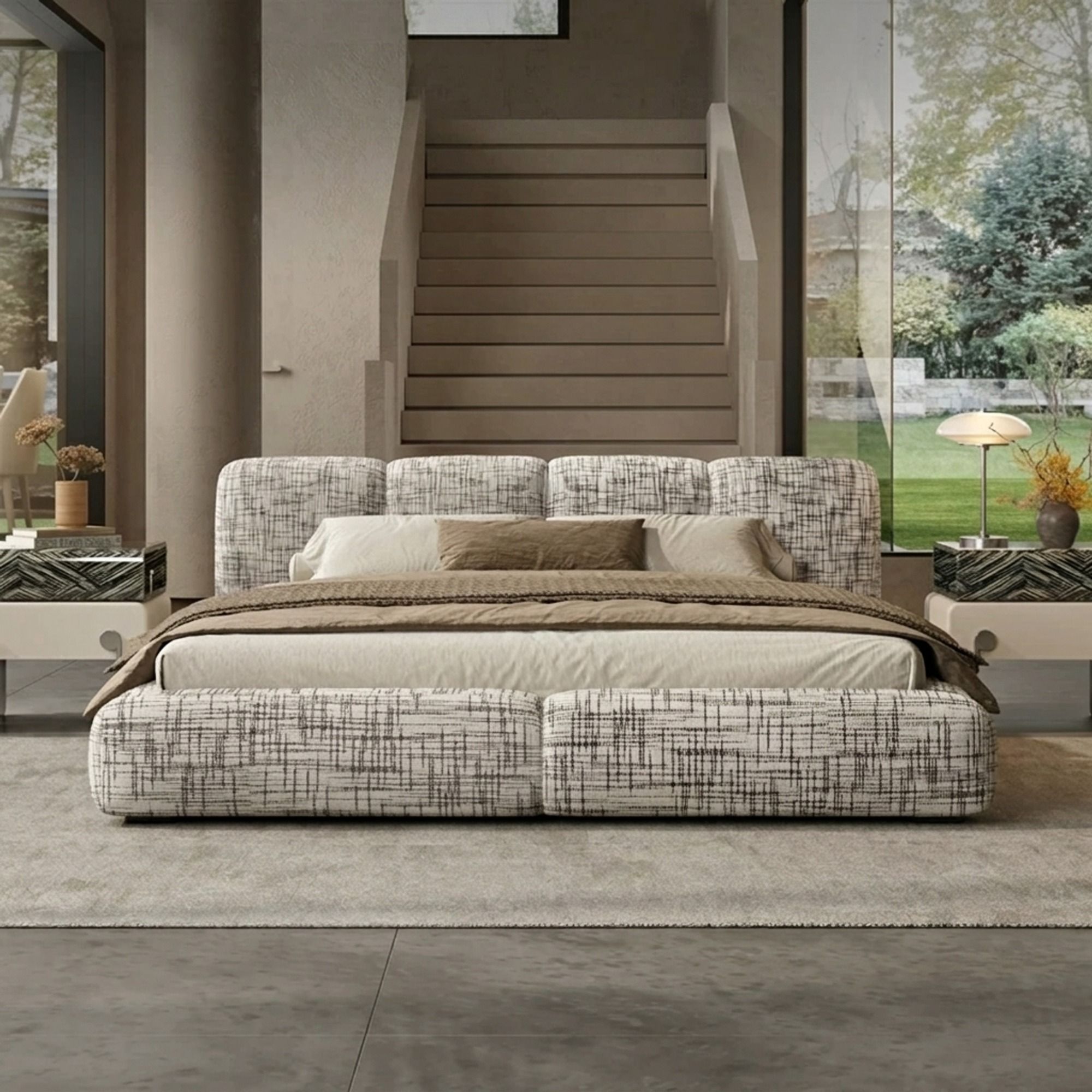 Italian Minimalist Linen Bed