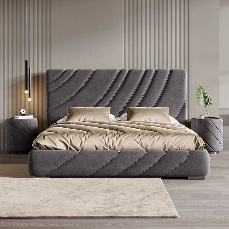 Frosted Velvet Platform Bed