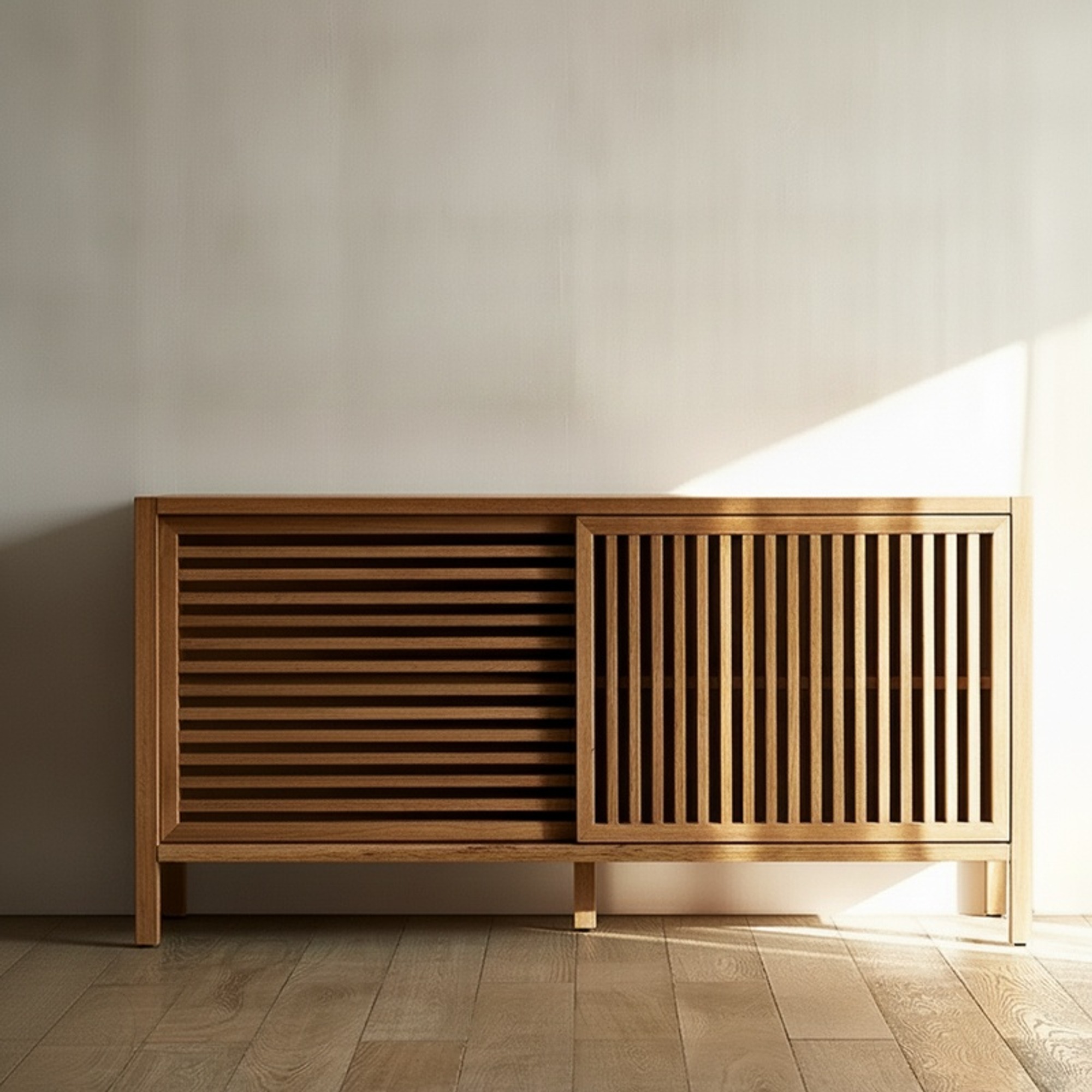 Solid Ash Slat-Door Console