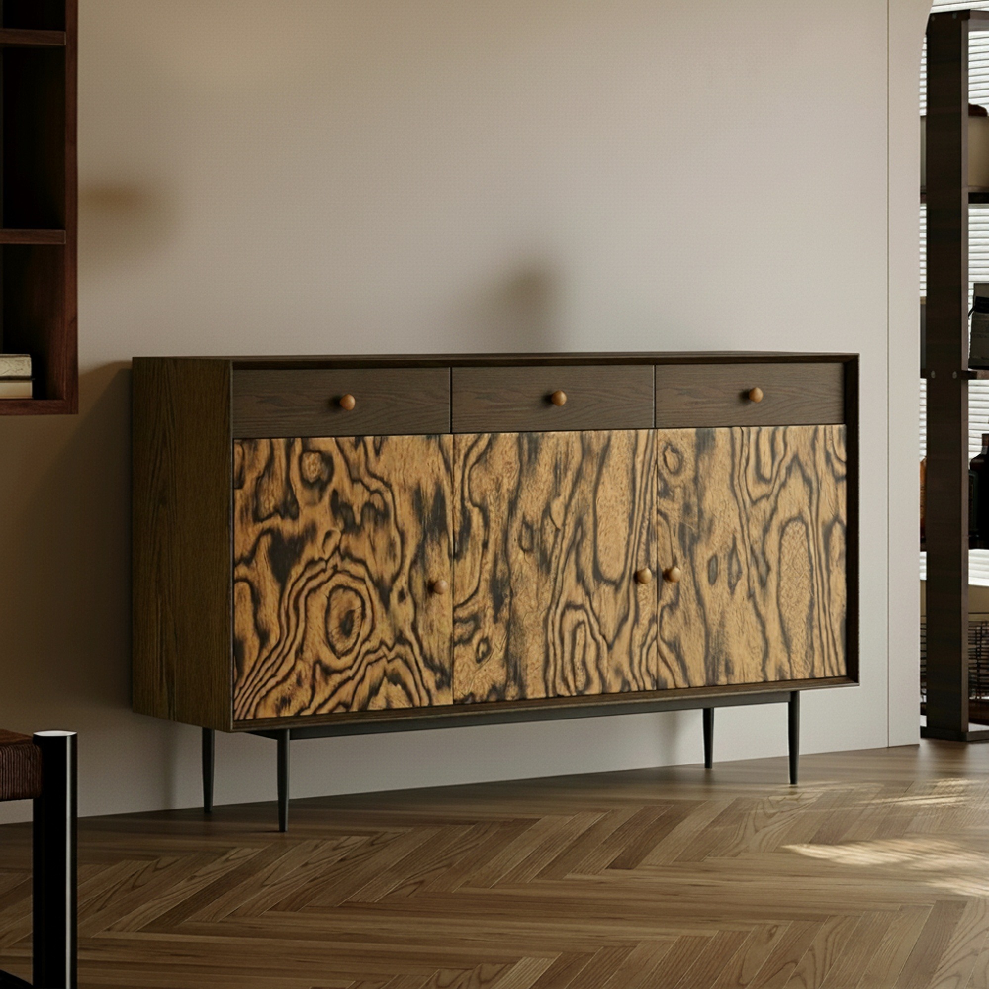 Mid-century Walnut Storage Sideboard
