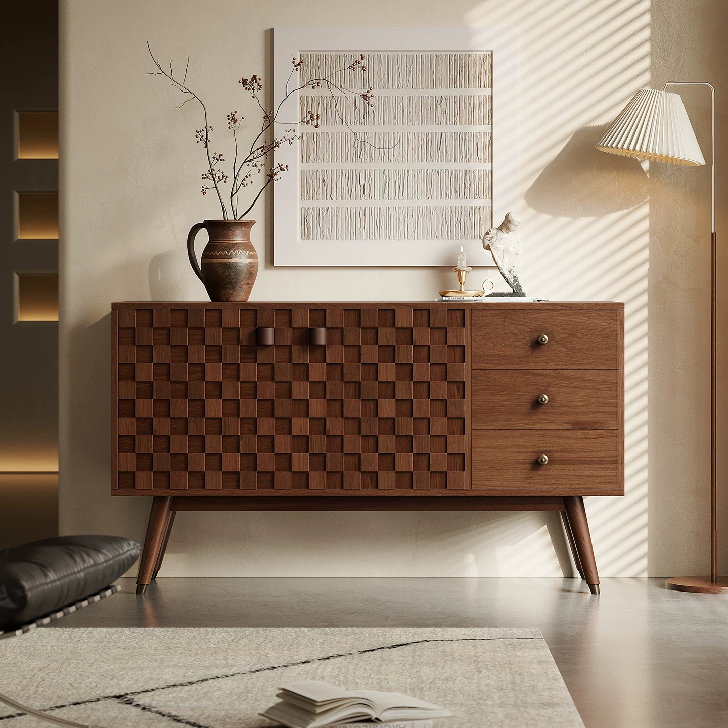 Solid Wood Wabi-sabi Sideboard