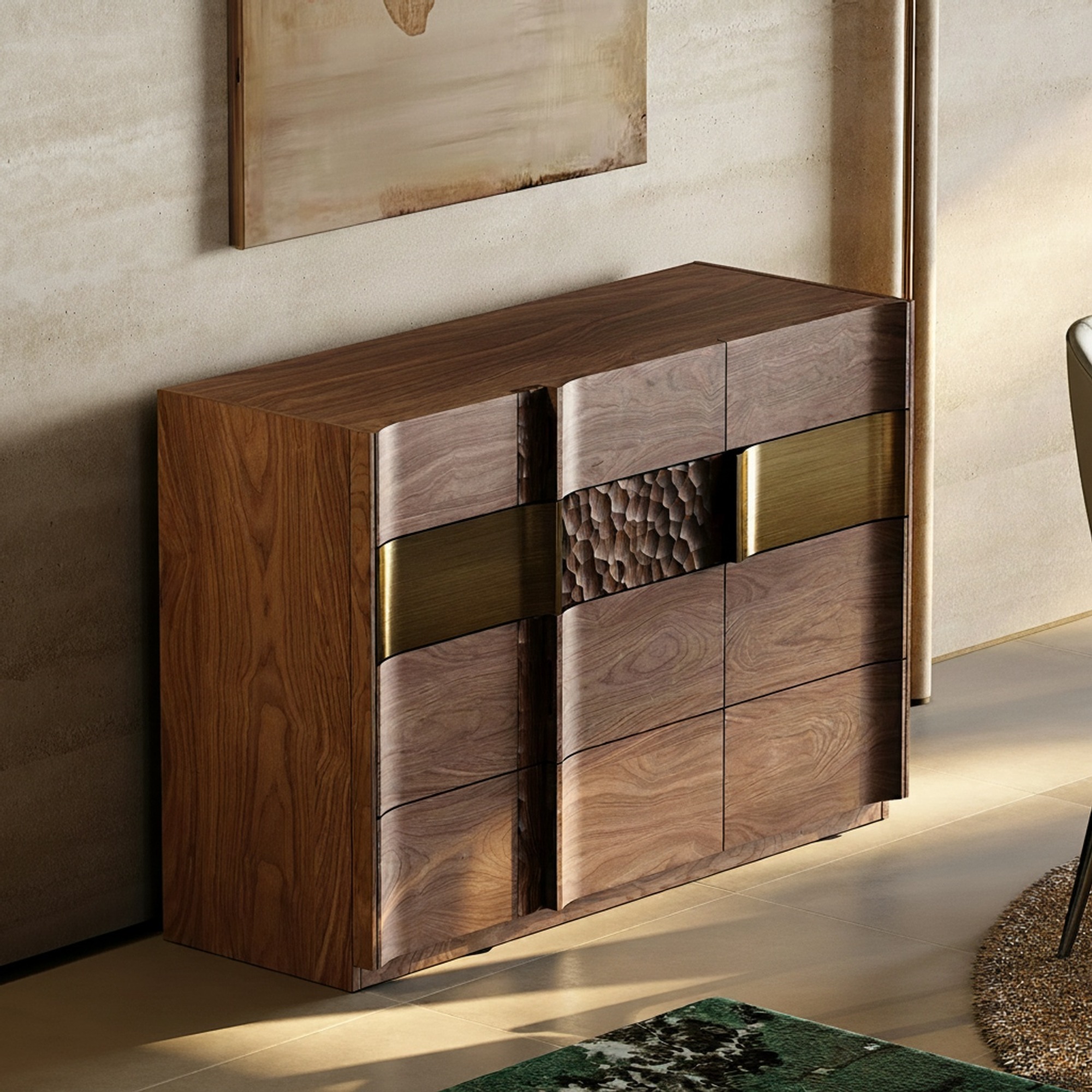 Sculpted Wood Sideboard Cabinet