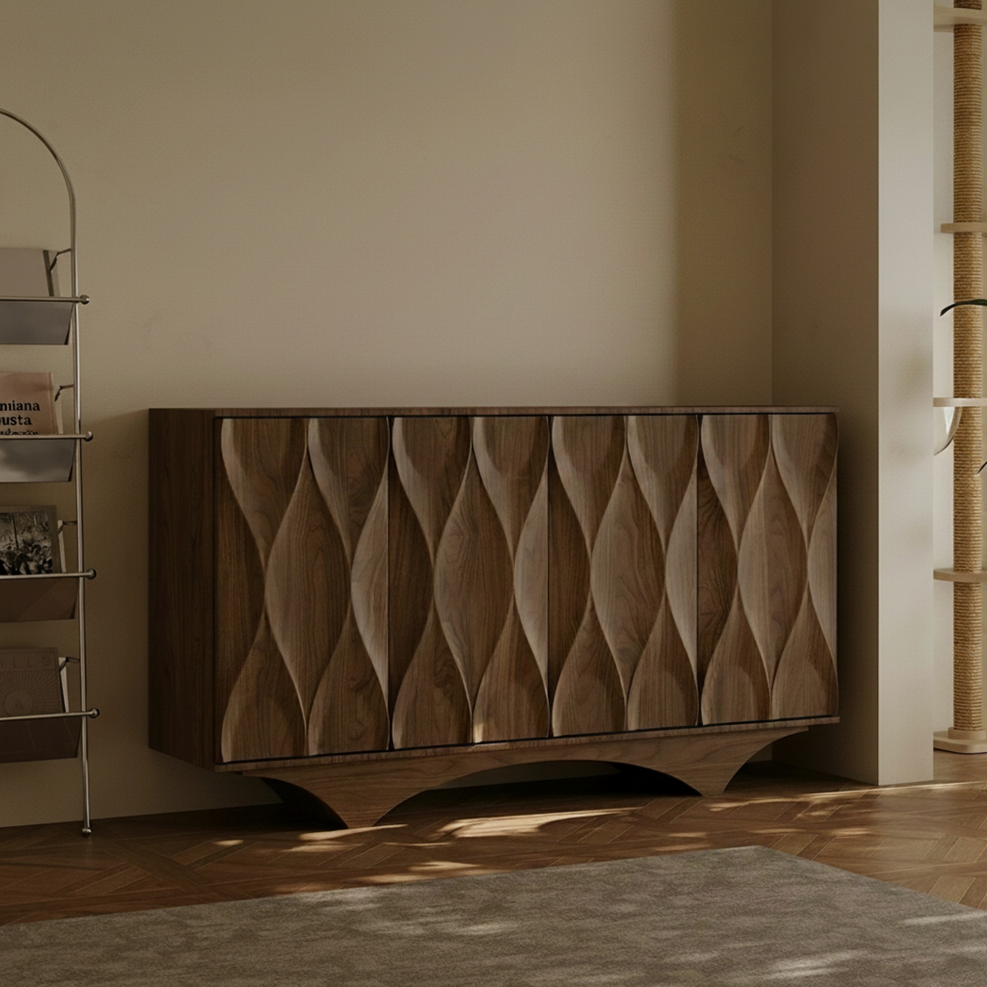 Geometric Walnut Sideboard