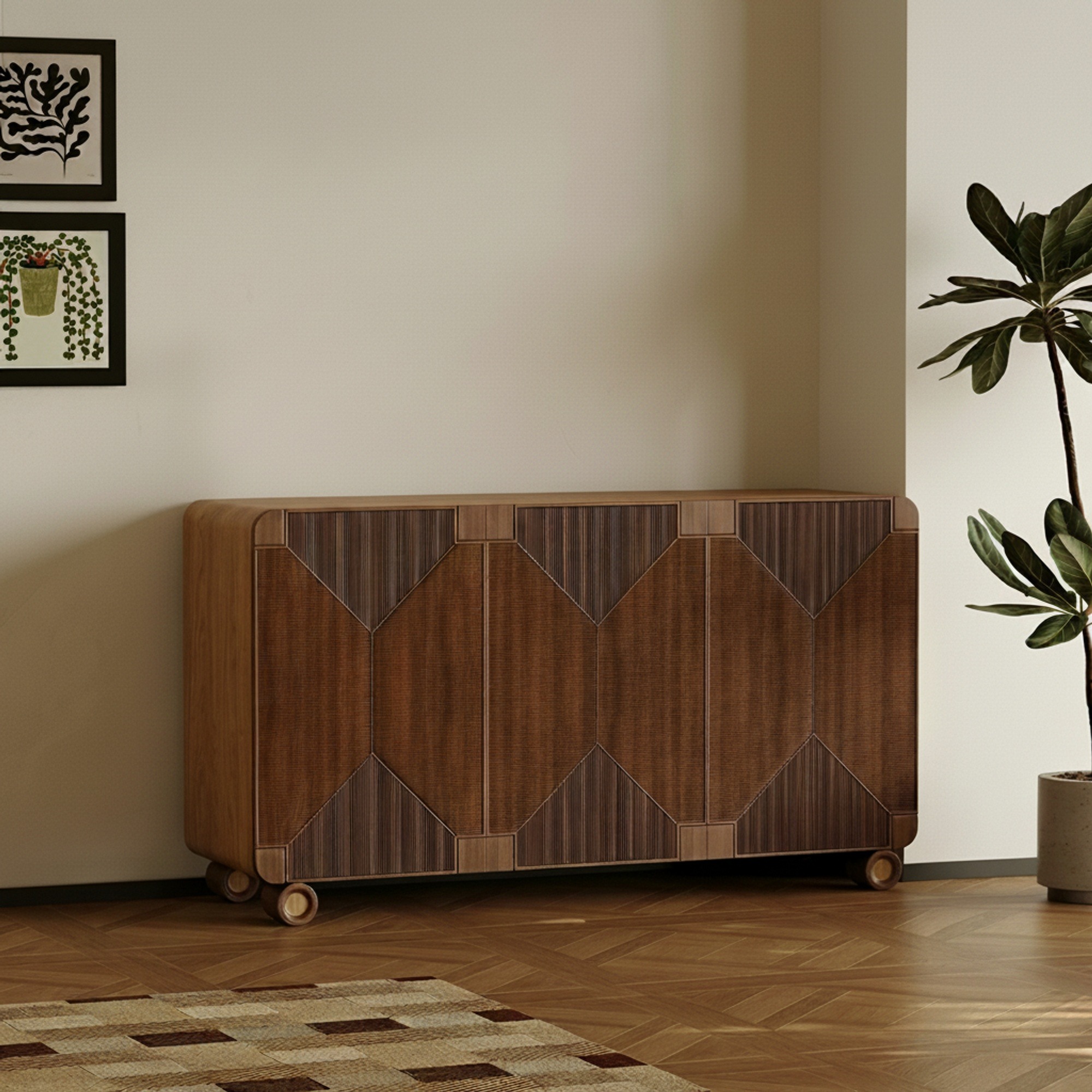 Mid-Century Striped Sideboard