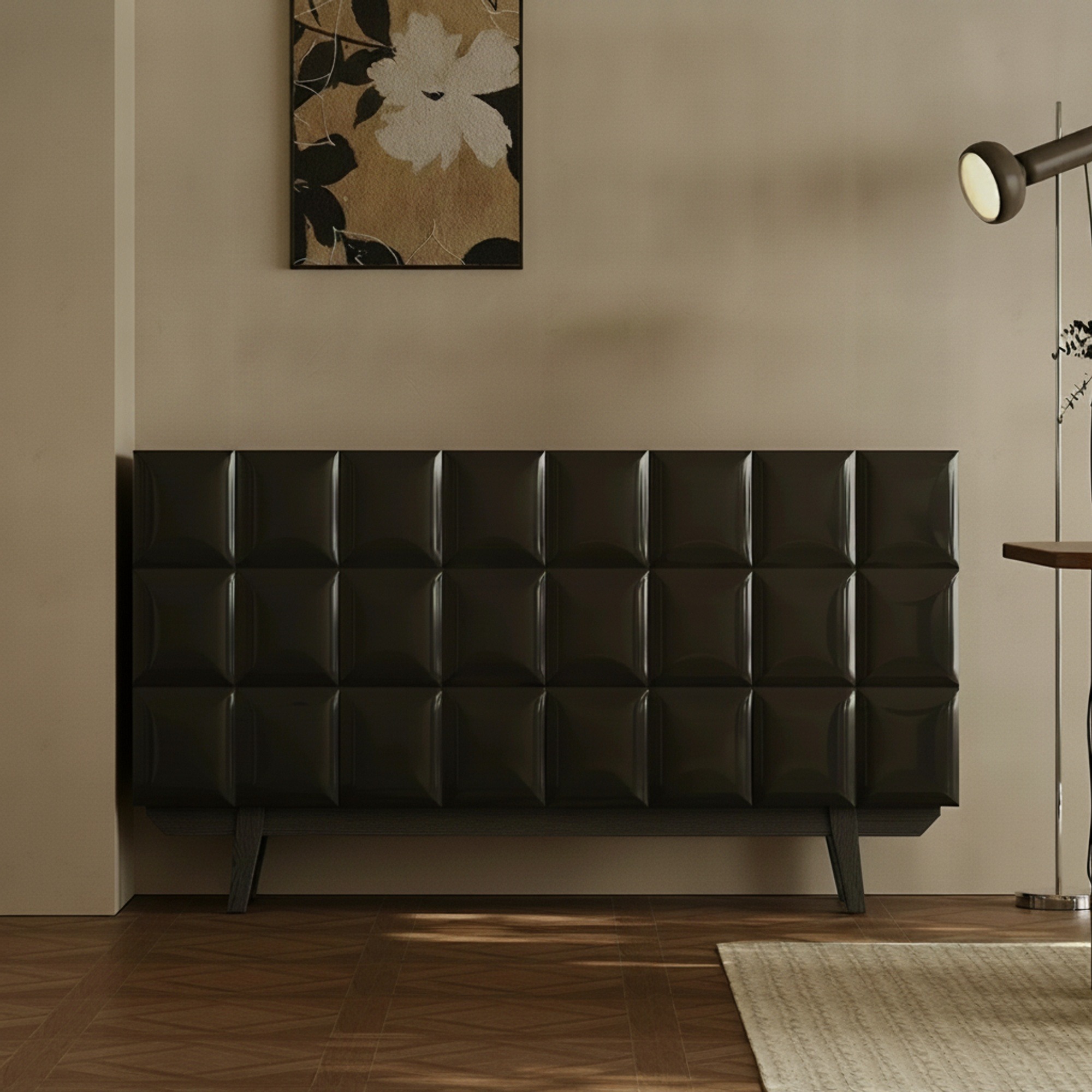 Black Ash Geometric Sideboard