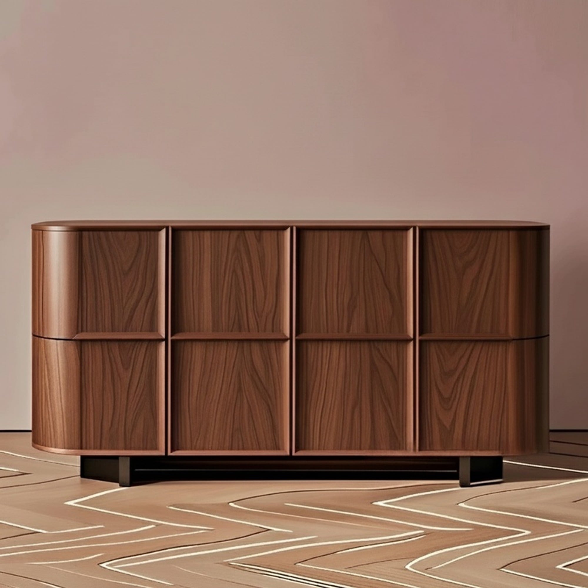 Minimalist Walnut Lacquer Sideboard
