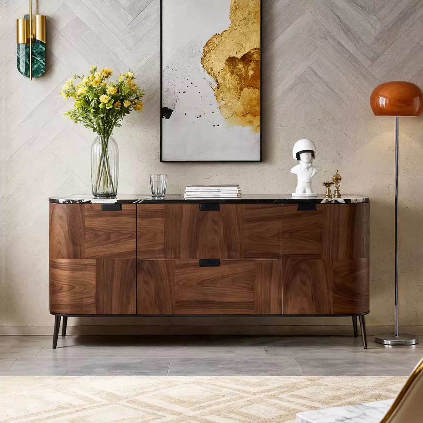 Walnut Veneer Storage Console