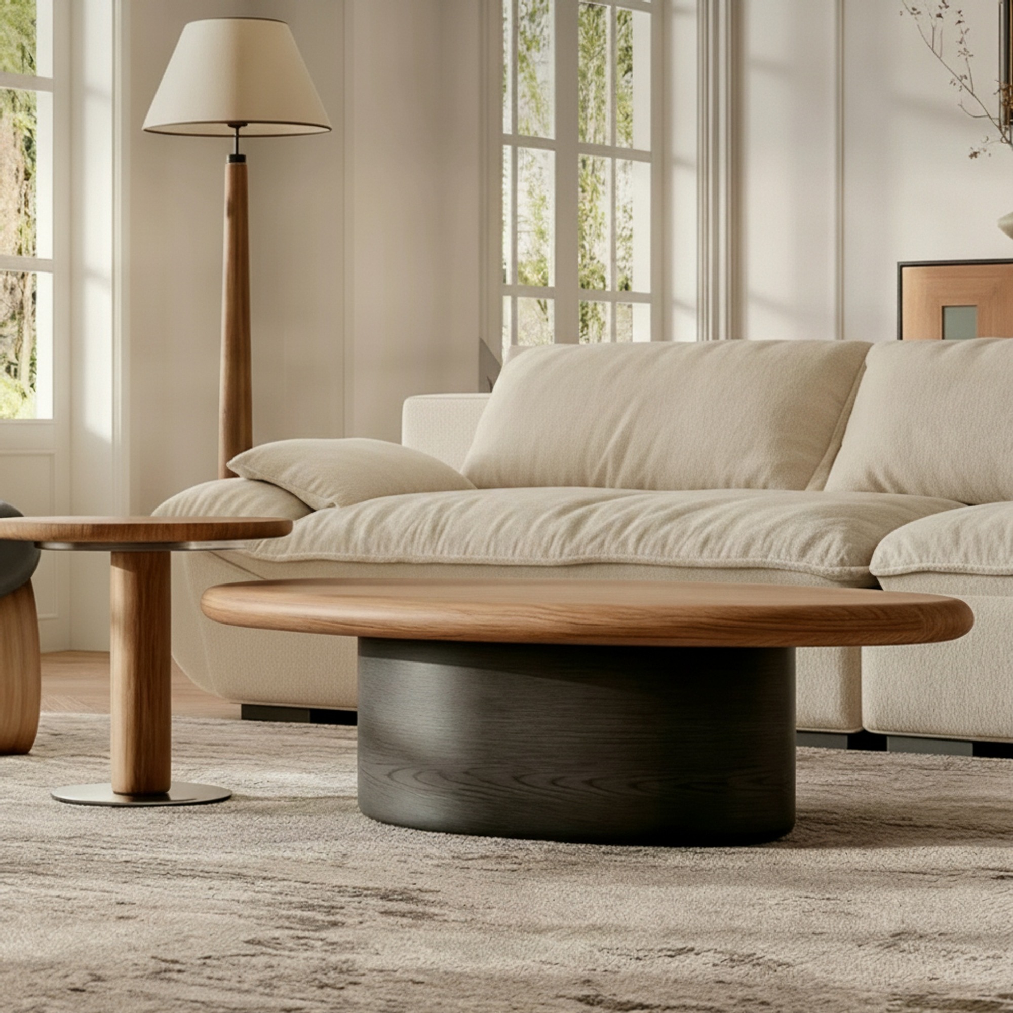 Retro Walnut Staggered Coffee Table Set