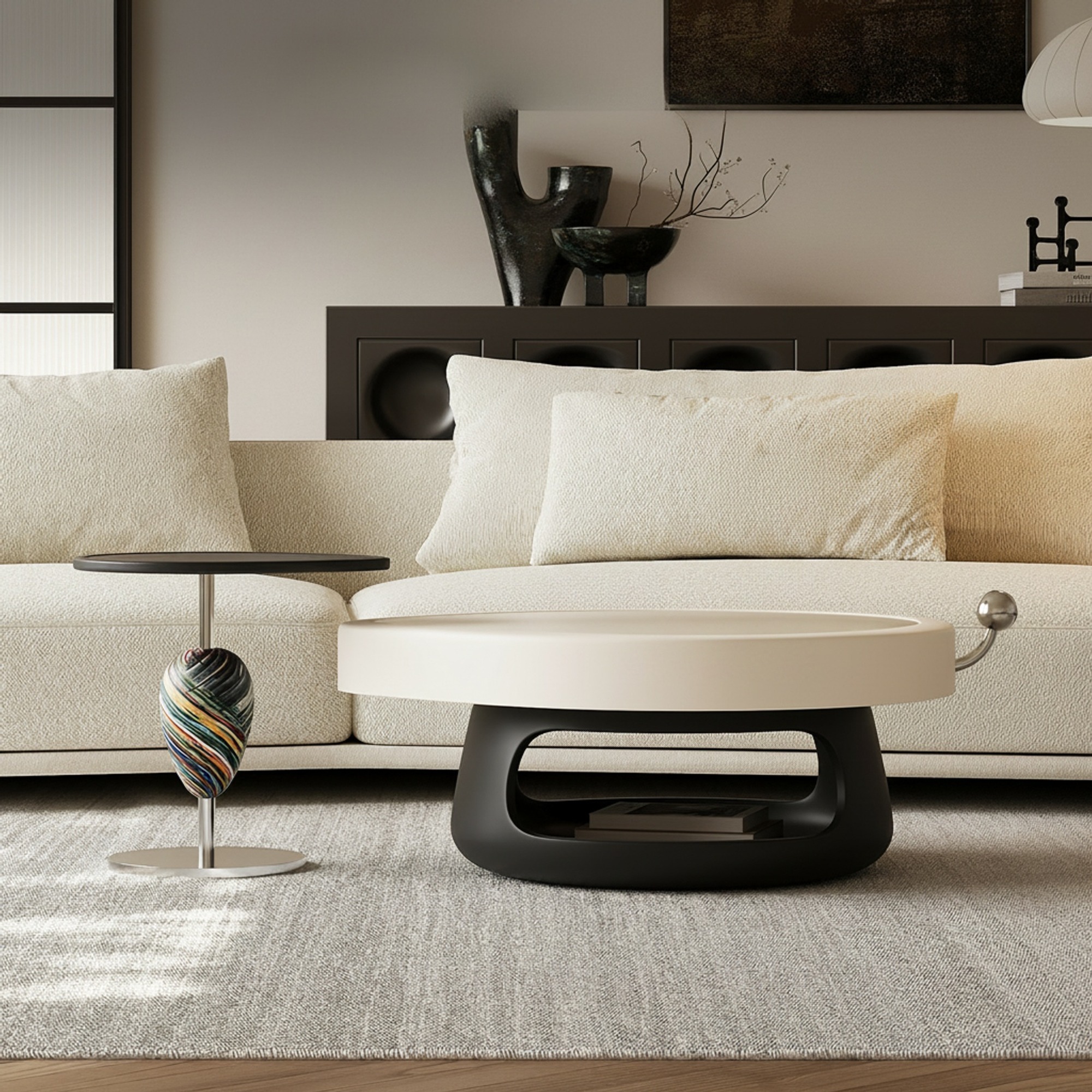 Irregular Creamy Coffee Table Set