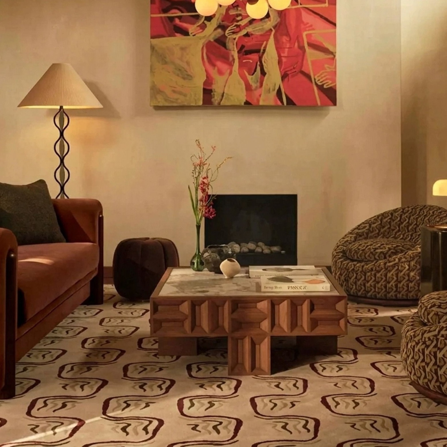 Wabi-Sabi Marble & Wood Coffee Table