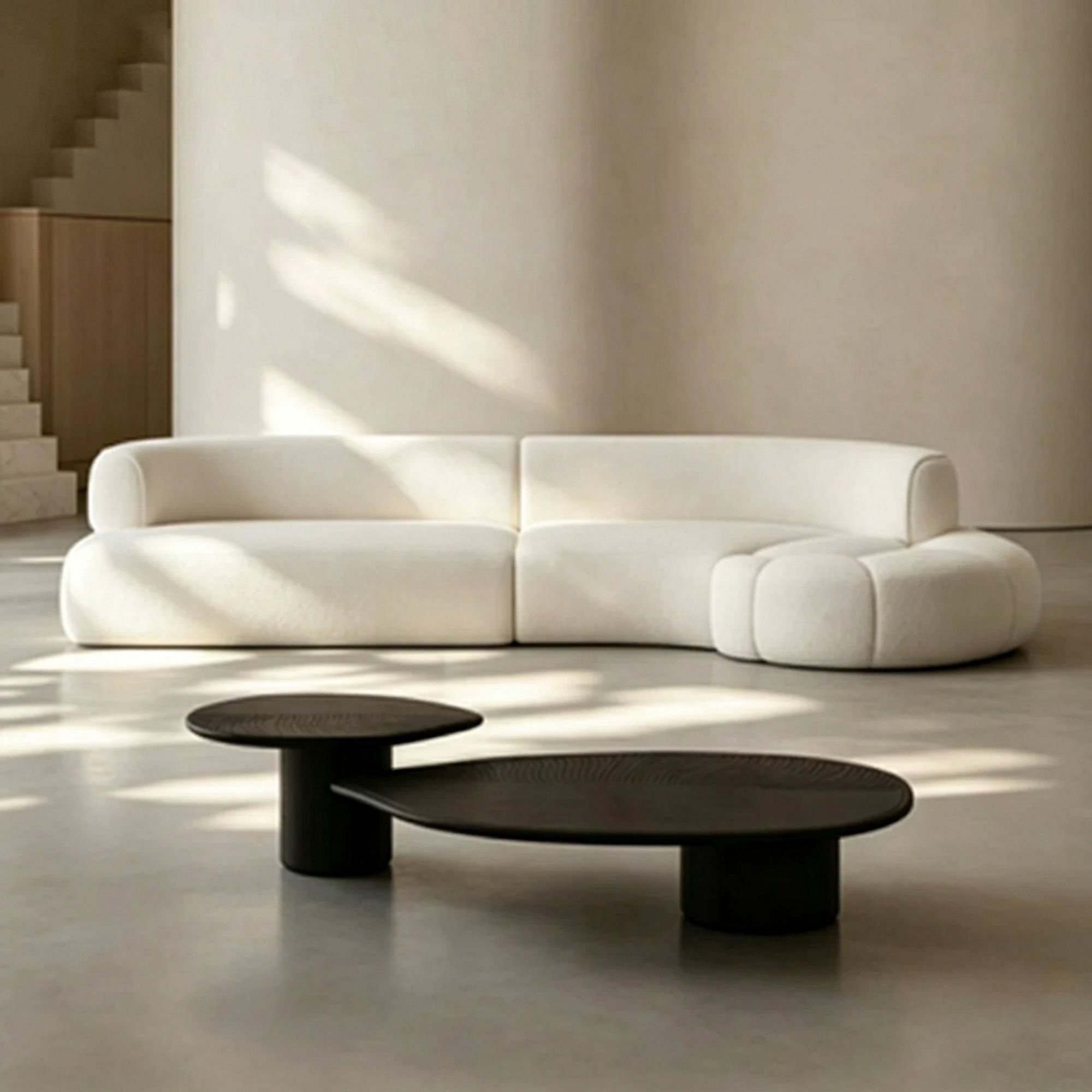 Curved Boucle Sofa