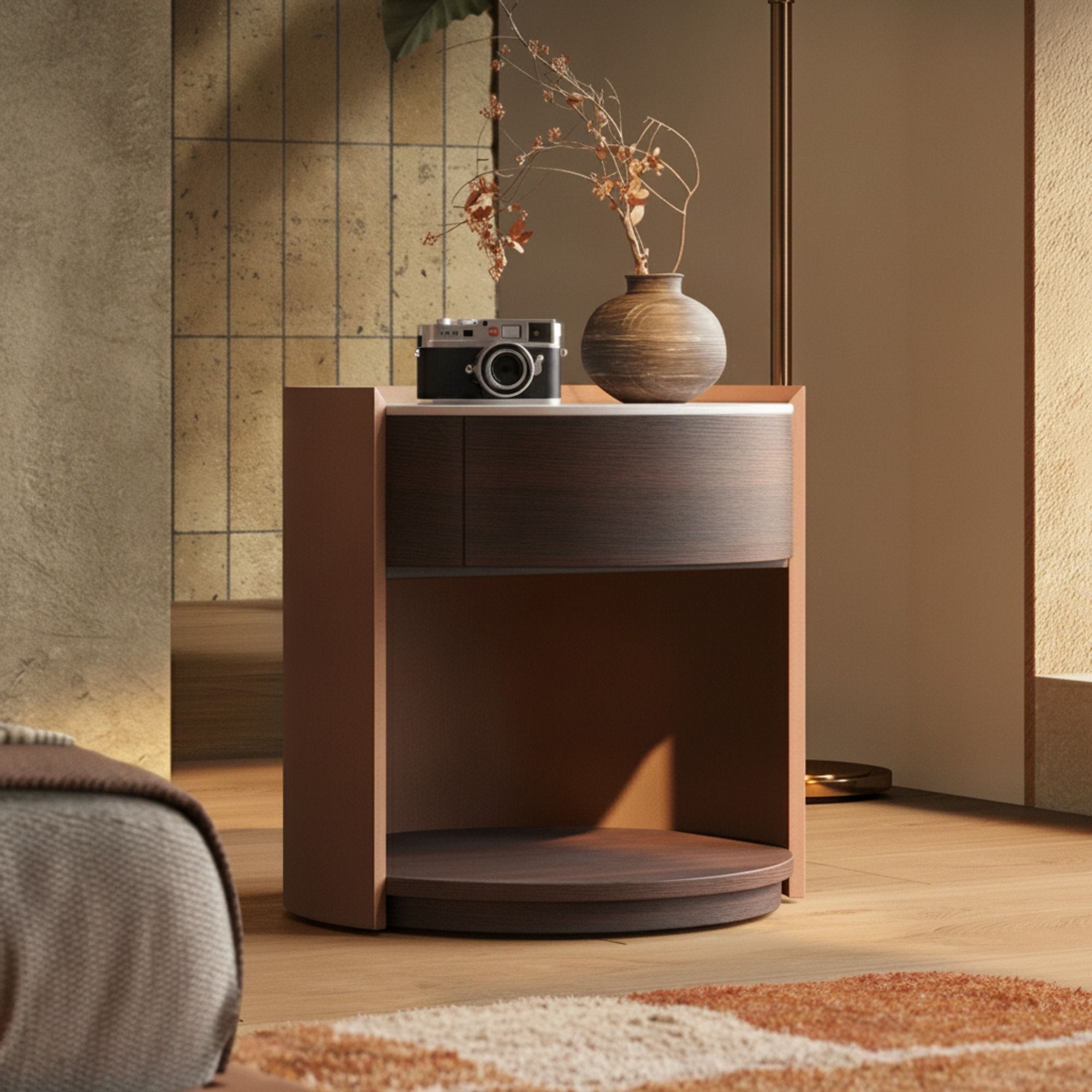 Sintered Stone & Wood Veneer Nightstand
