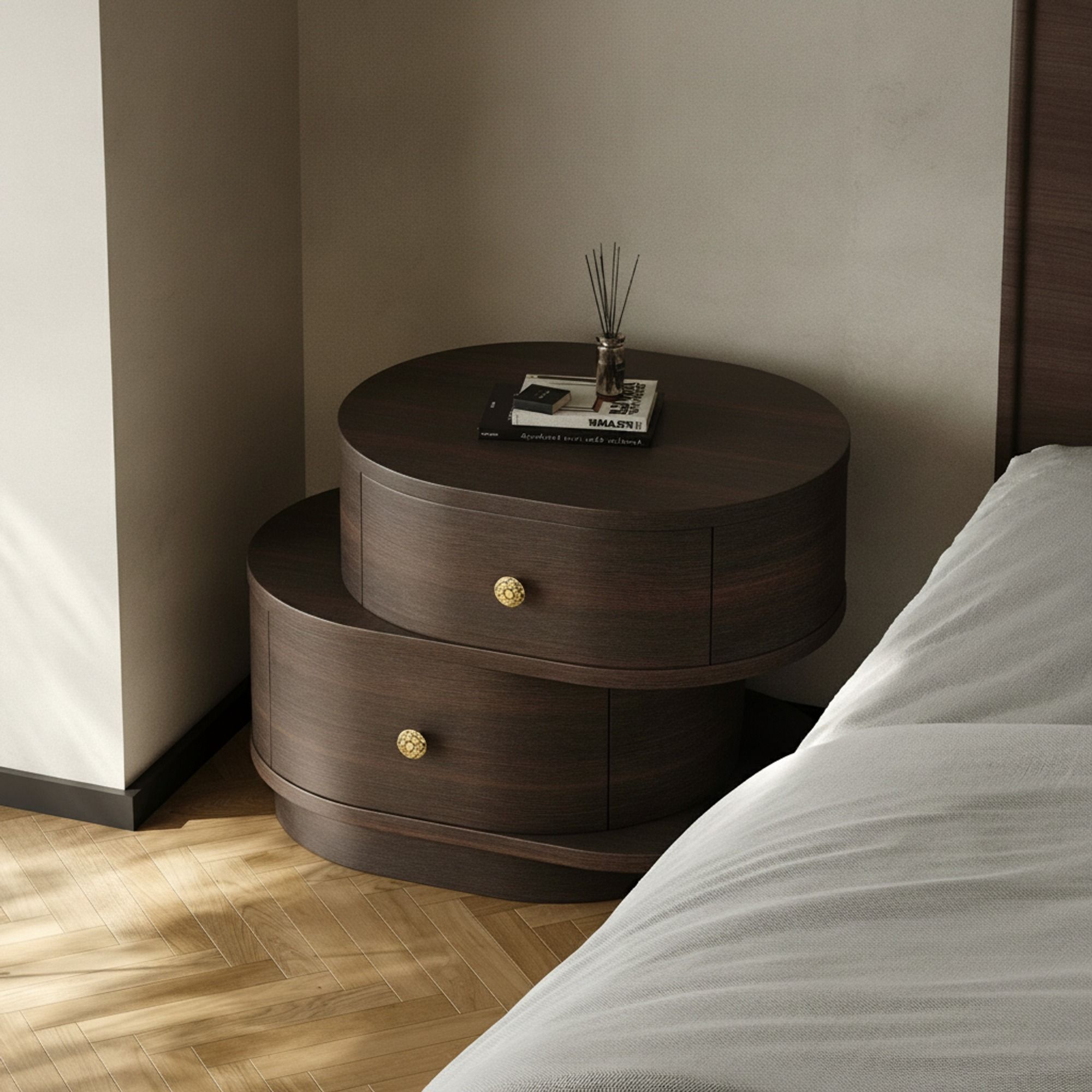 Dark Brown Vintage Nightstand