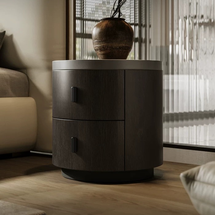 19.7" Organic Modern MDF Nightstand with Drawers