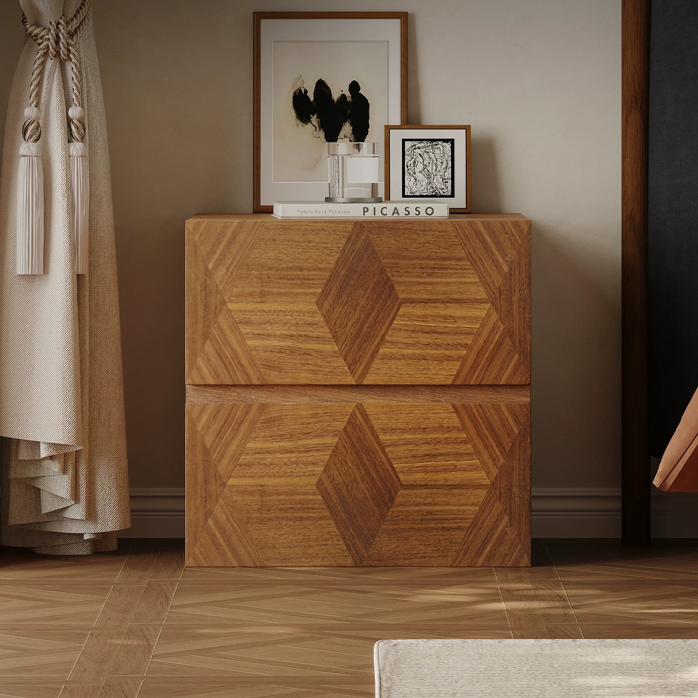 Walnut Minimalist Nightstand
