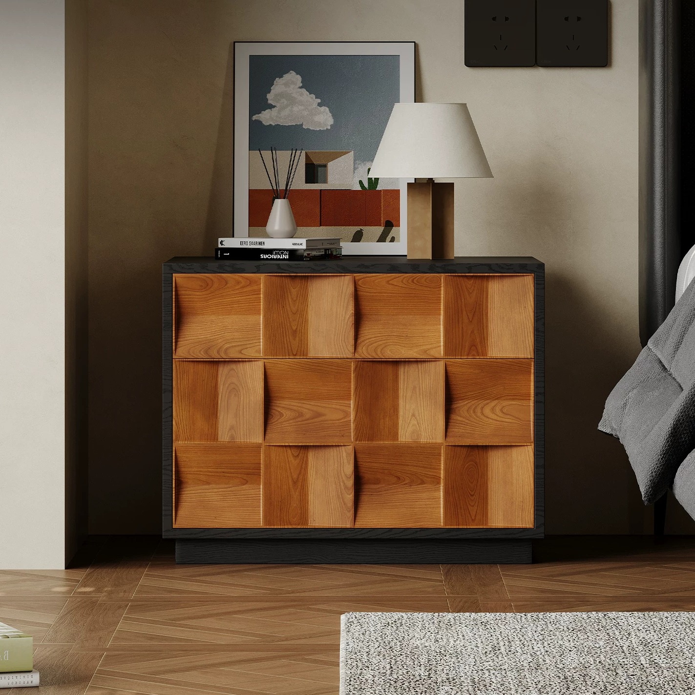 Vintage Grid Cabinet Nightstand