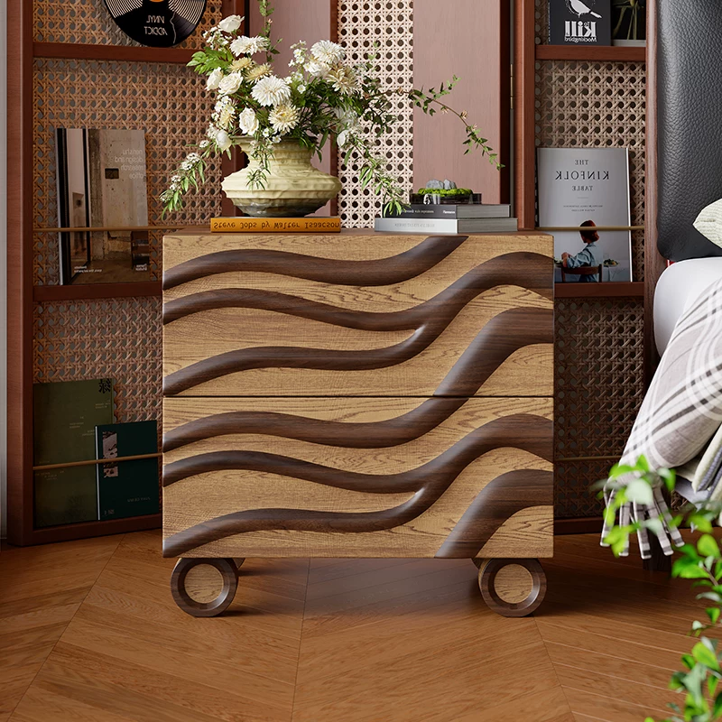 Wavy Solid Wood Nightstand