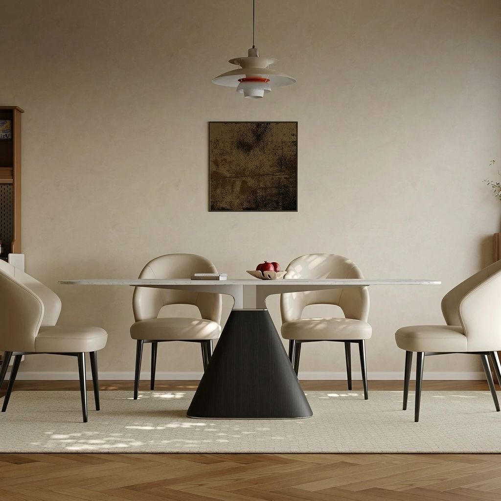 Marble Dining Table, Frustum Base